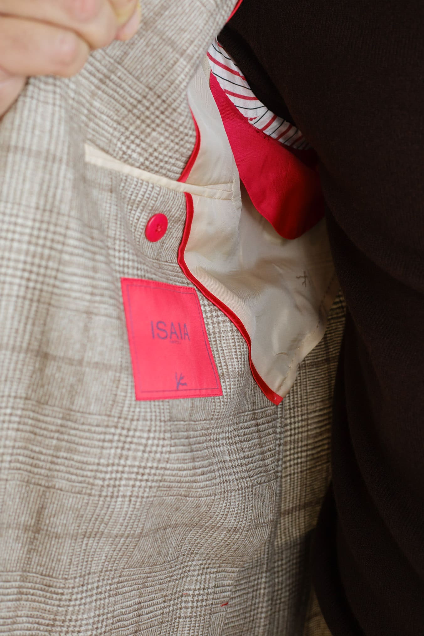 Giacca Principe di Galles Cashmere Beige - Guarino Store