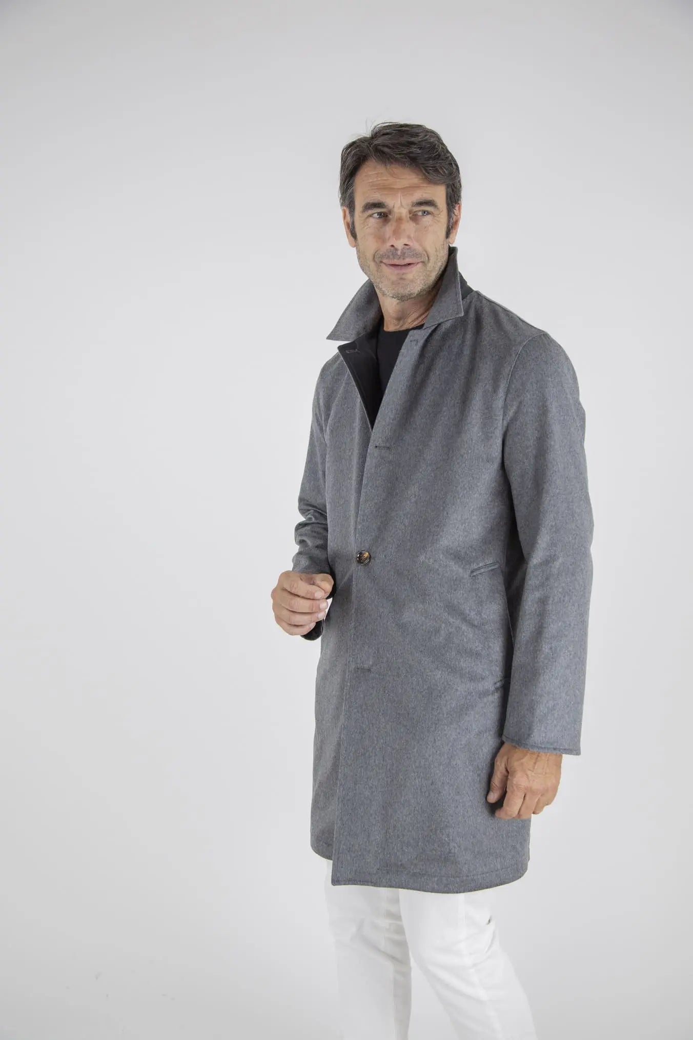 Cappotto Reversibile Cashmere e Nylon Grigio/Nero - Guarino Store