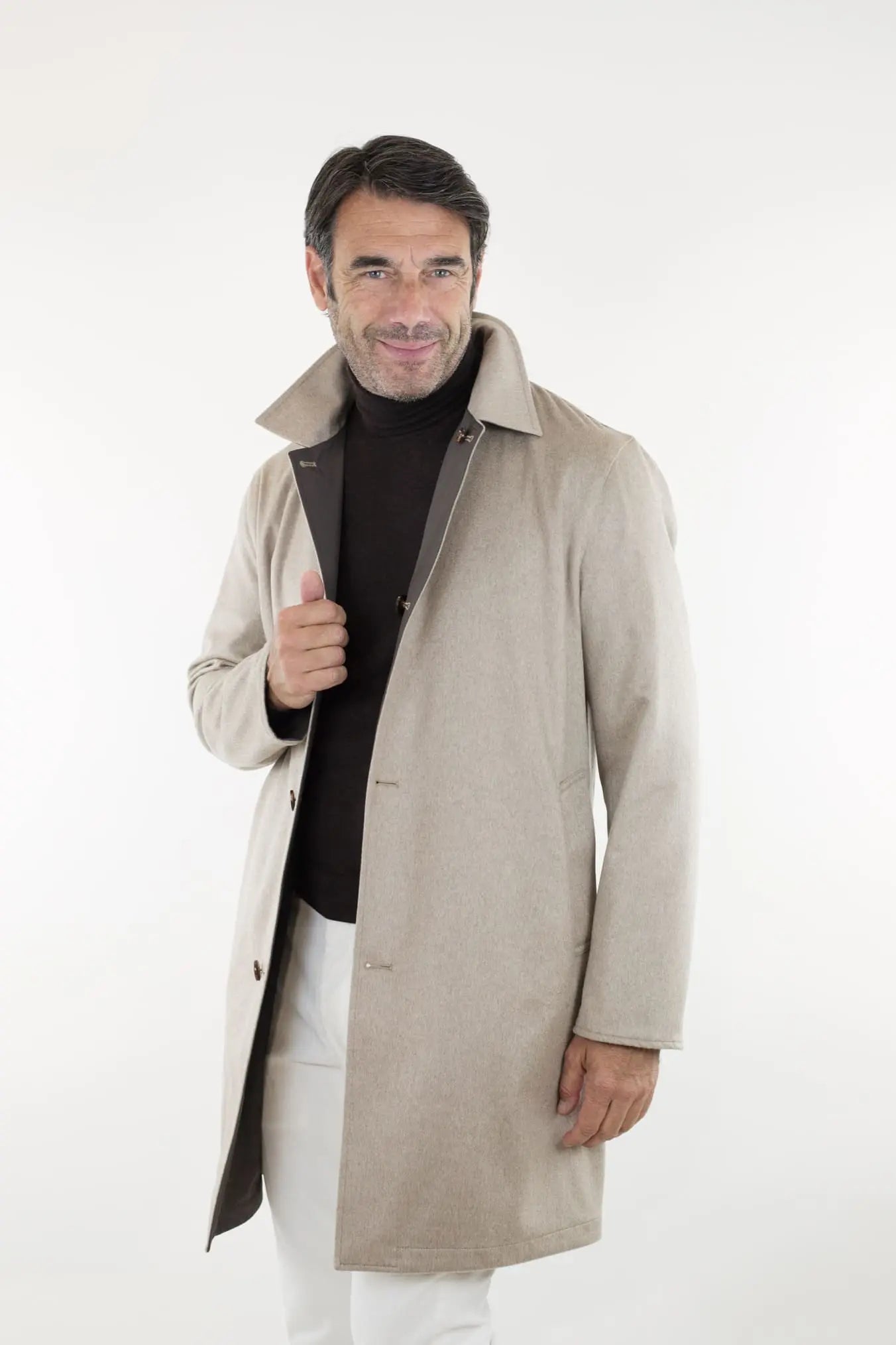 Cappotto Reversibile Cashmere e Nylon Beige/Testa di Moro - Guarino Store