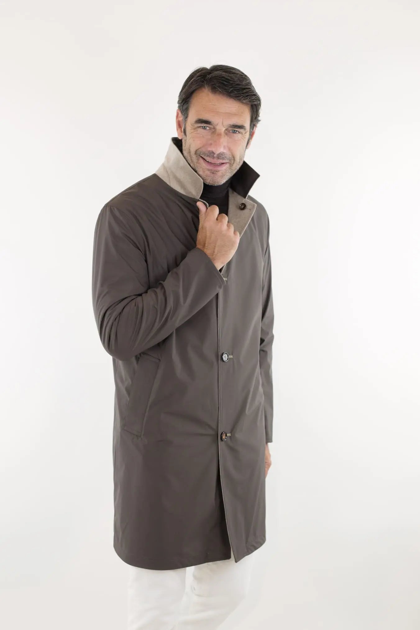 Cappotto Reversibile Cashmere e Nylon Beige/Testa di Moro - Guarino Store