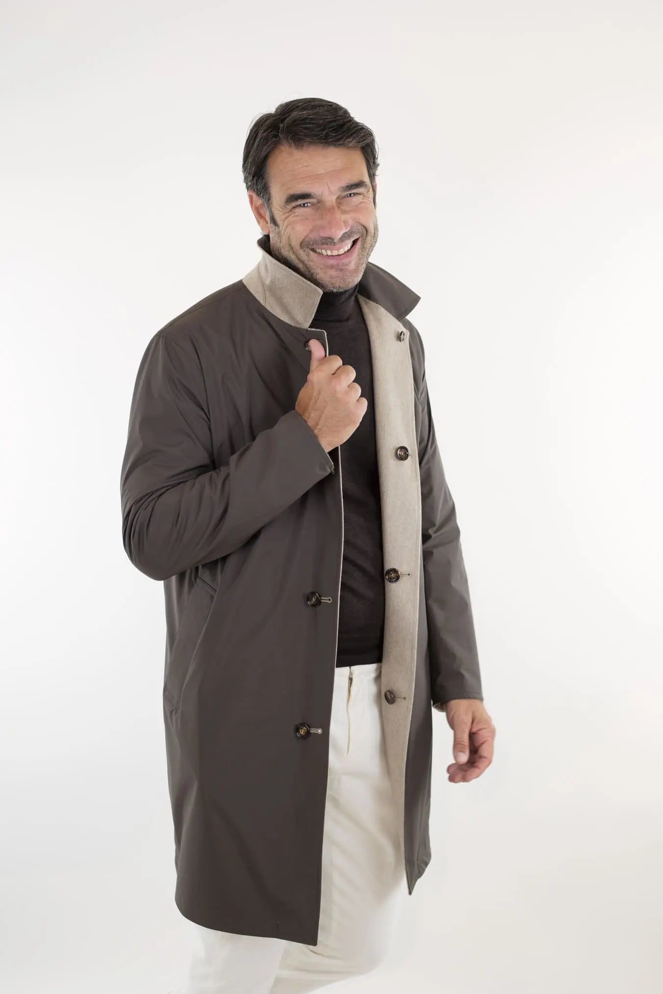 Cappotto Reversibile Cashmere e Nylon Beige/Testa di Moro - Guarino Store