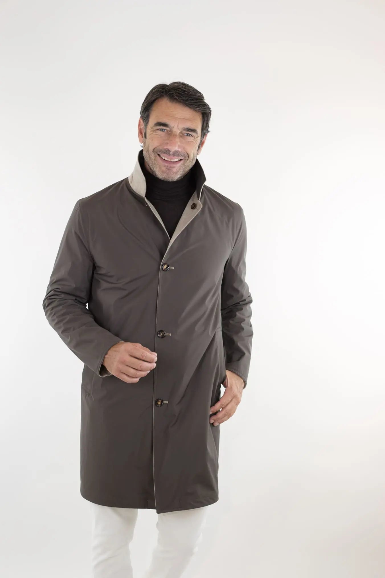 Cappotto Reversibile Cashmere e Nylon Beige/Testa di Moro - Guarino Store