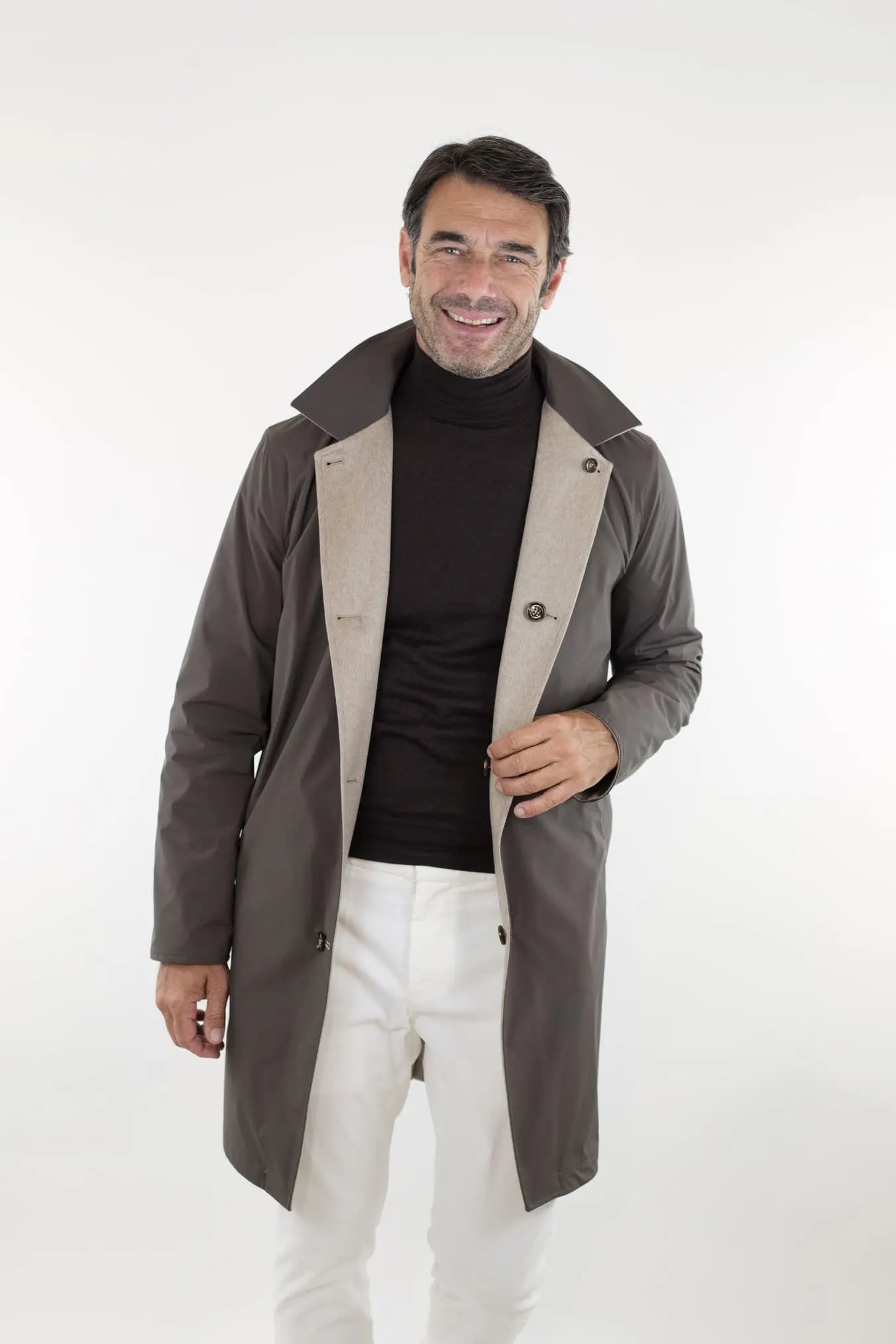 Cappotto Reversibile Cashmere e Nylon Beige/Testa di Moro - Guarino Store