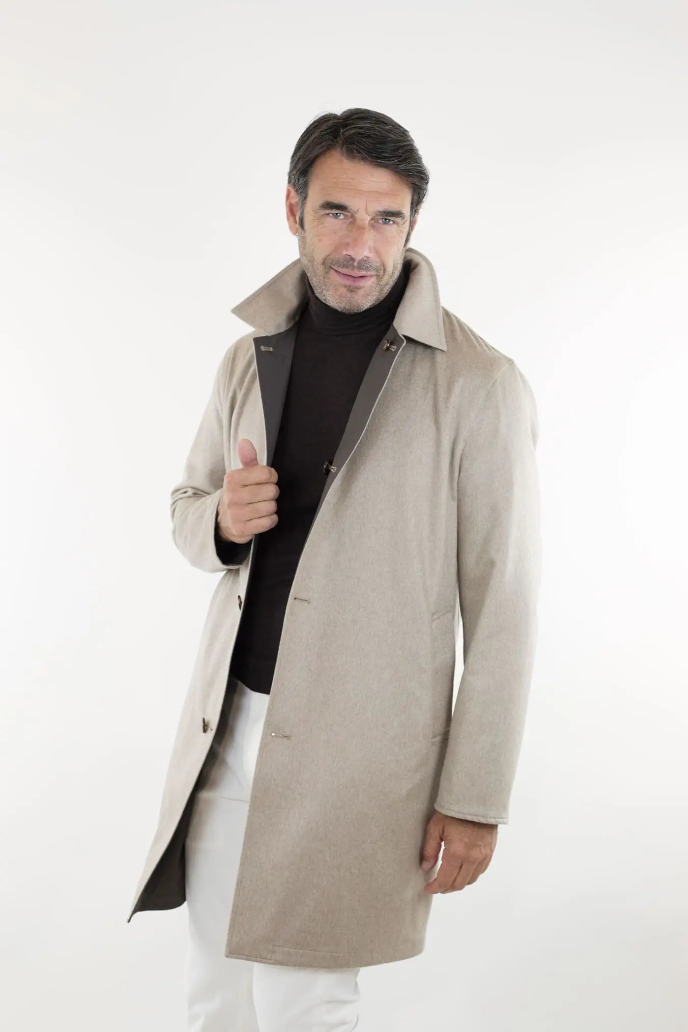 Cappotto Reversibile Cashmere e Nylon Beige/Testa di Moro - Guarino Store