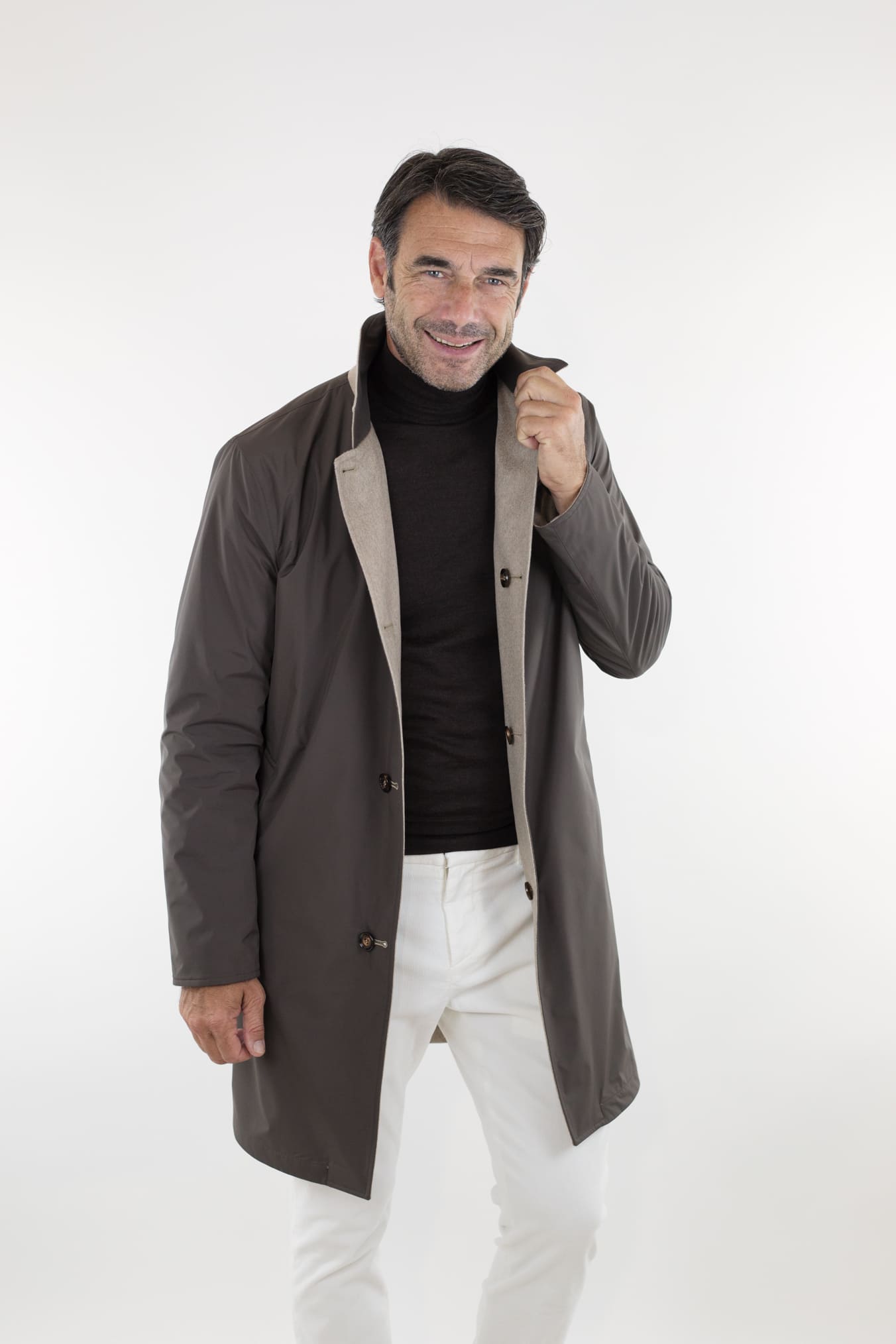 Cappotto Reversibile Cashmere e Nylon Beige/Testa di Moro - Guarino Store
