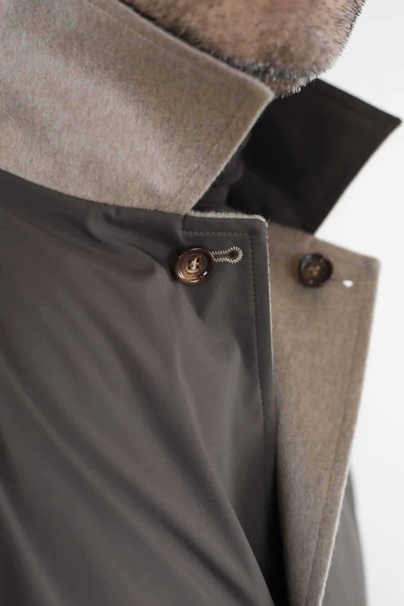 Cappotto Reversibile Cashmere e Nylon Beige/Testa di Moro - Guarino Store