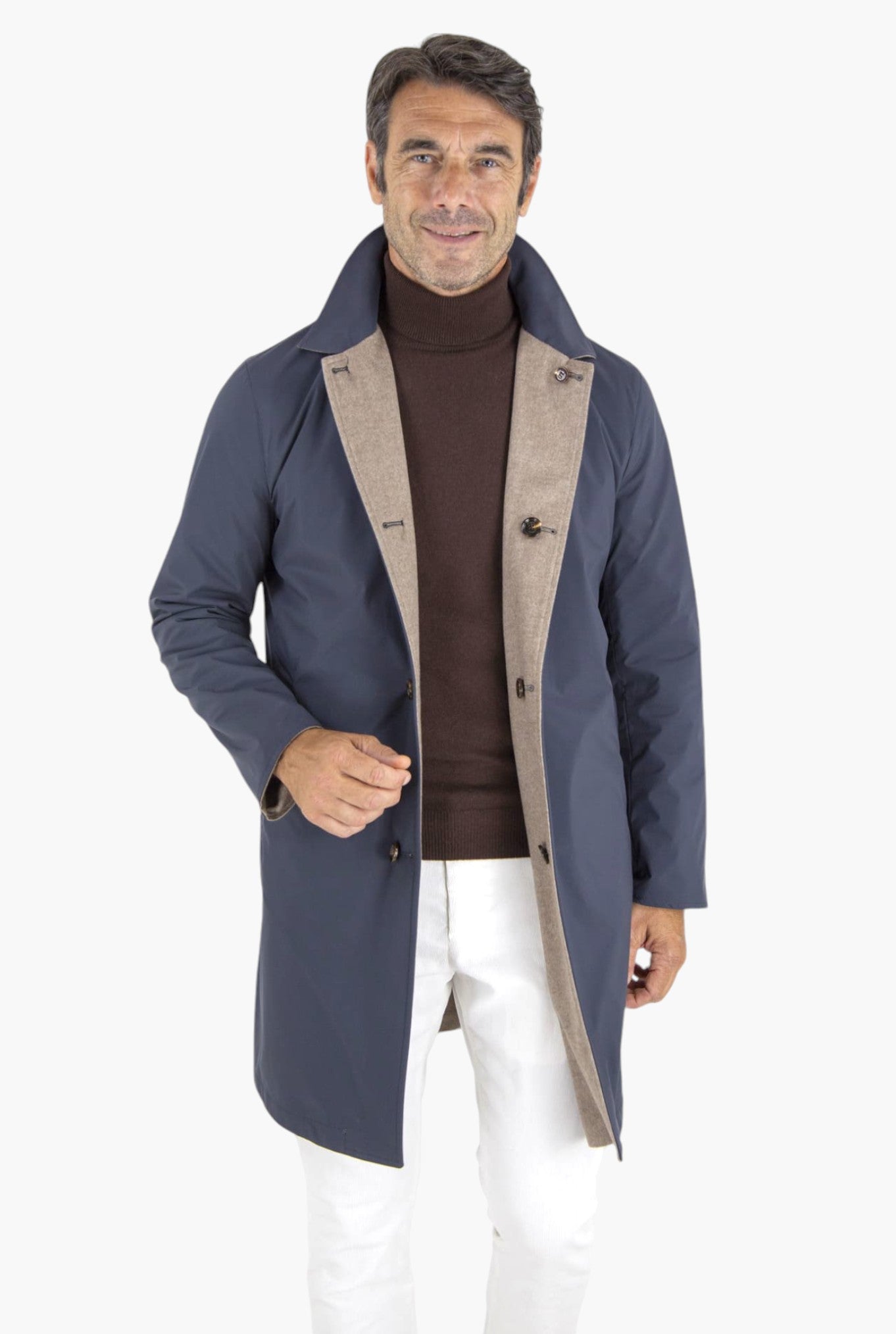 Cappotto Reversibile Cashmere e Nylon Beige/Blu - Guarino Store