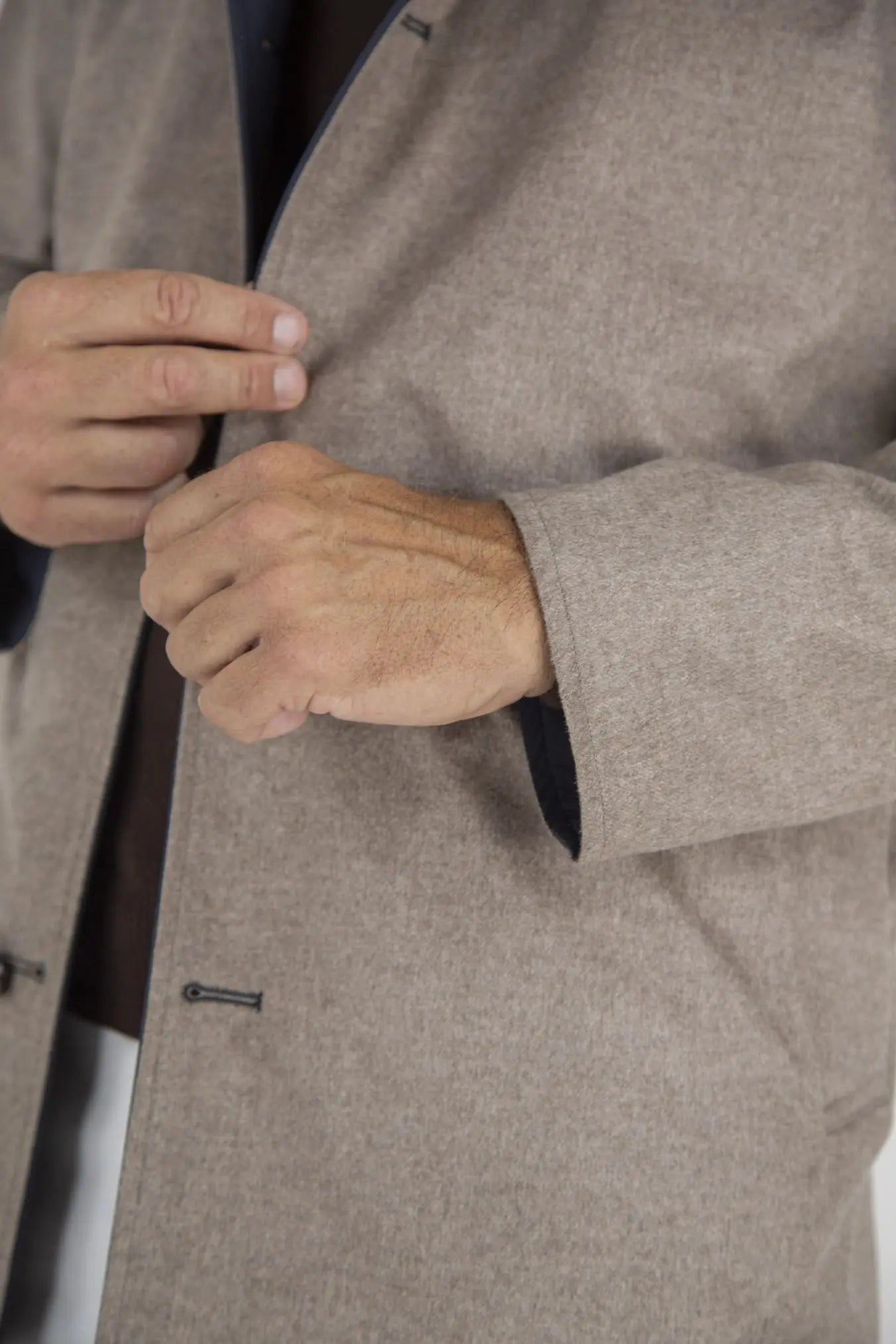 Cappotto Reversibile Cashmere e Nylon Beige/Blu - Guarino Store