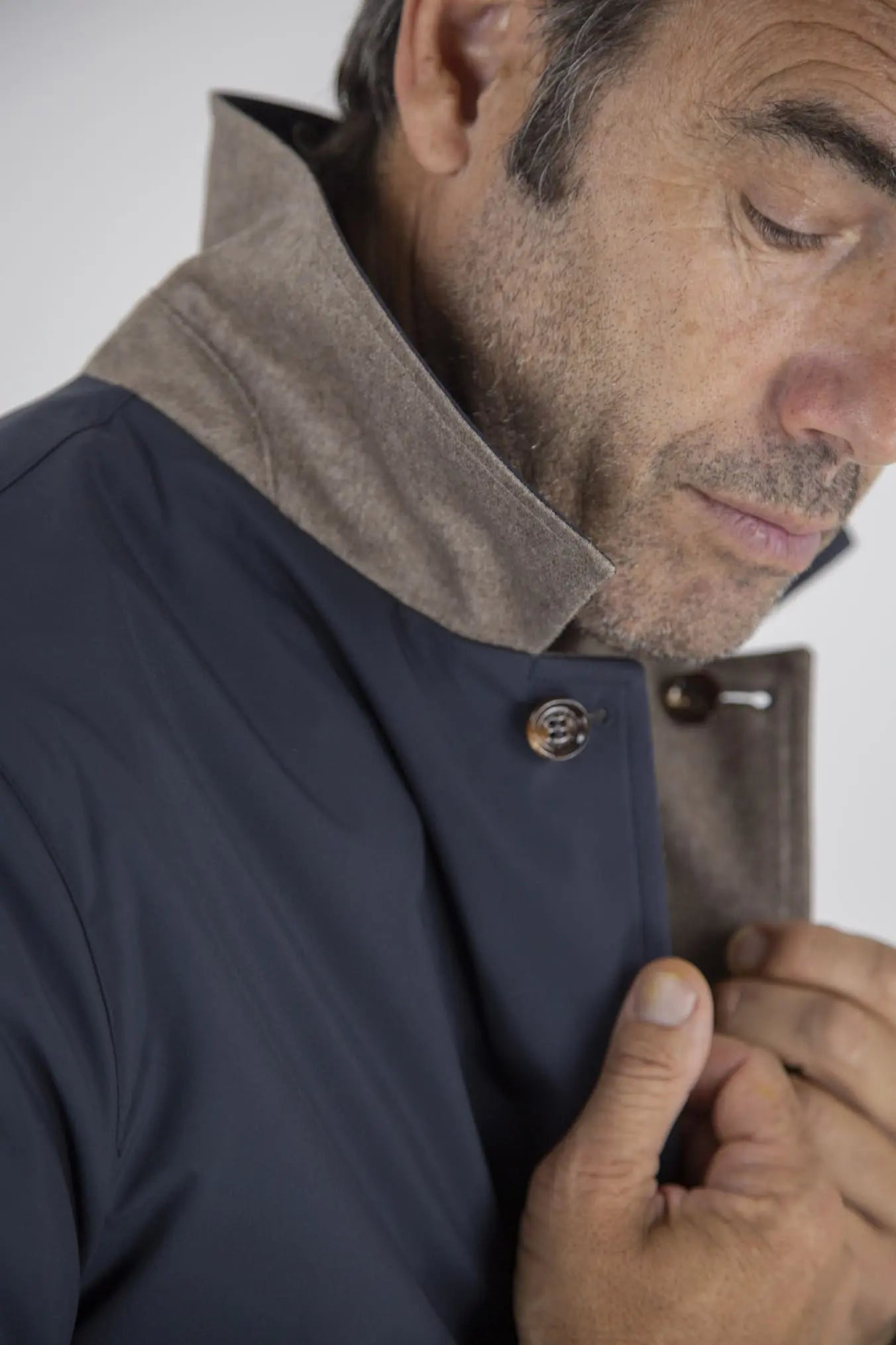Cappotto Reversibile Cashmere e Nylon Beige/Blu - Guarino Store