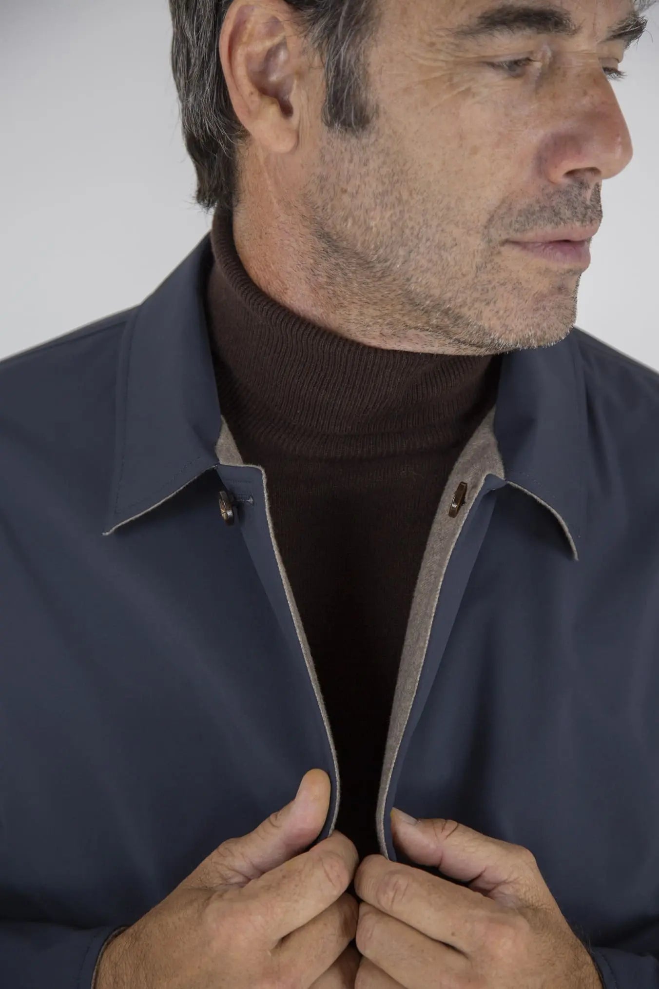 Cappotto Reversibile Cashmere e Nylon Beige/Blu - Guarino Store