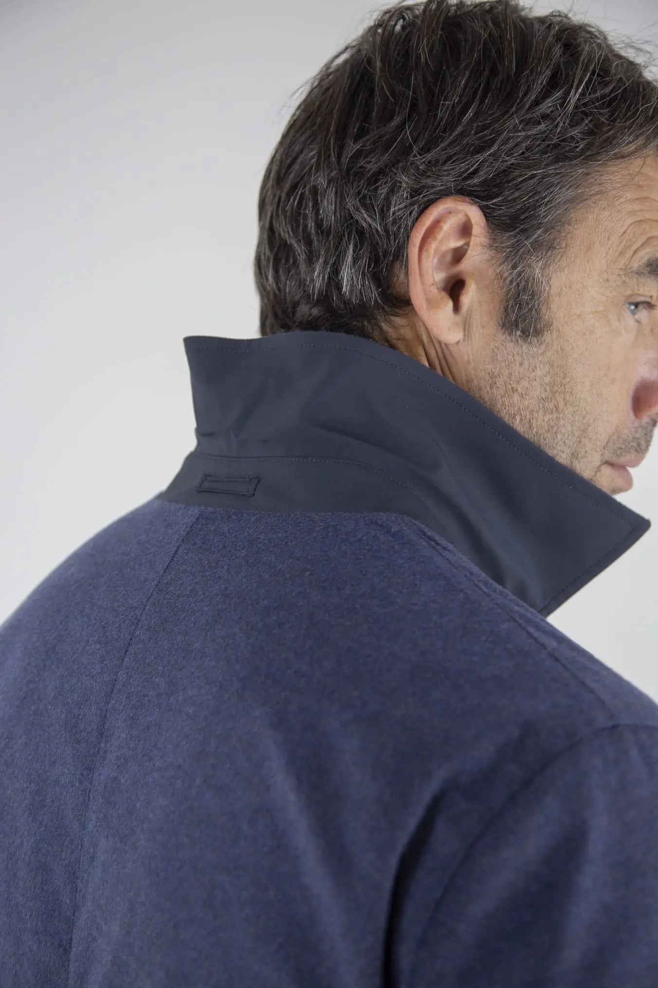 Cappotto Reversibile Cashmere e Nylon Blu/Blu Mélange - Guarino Store