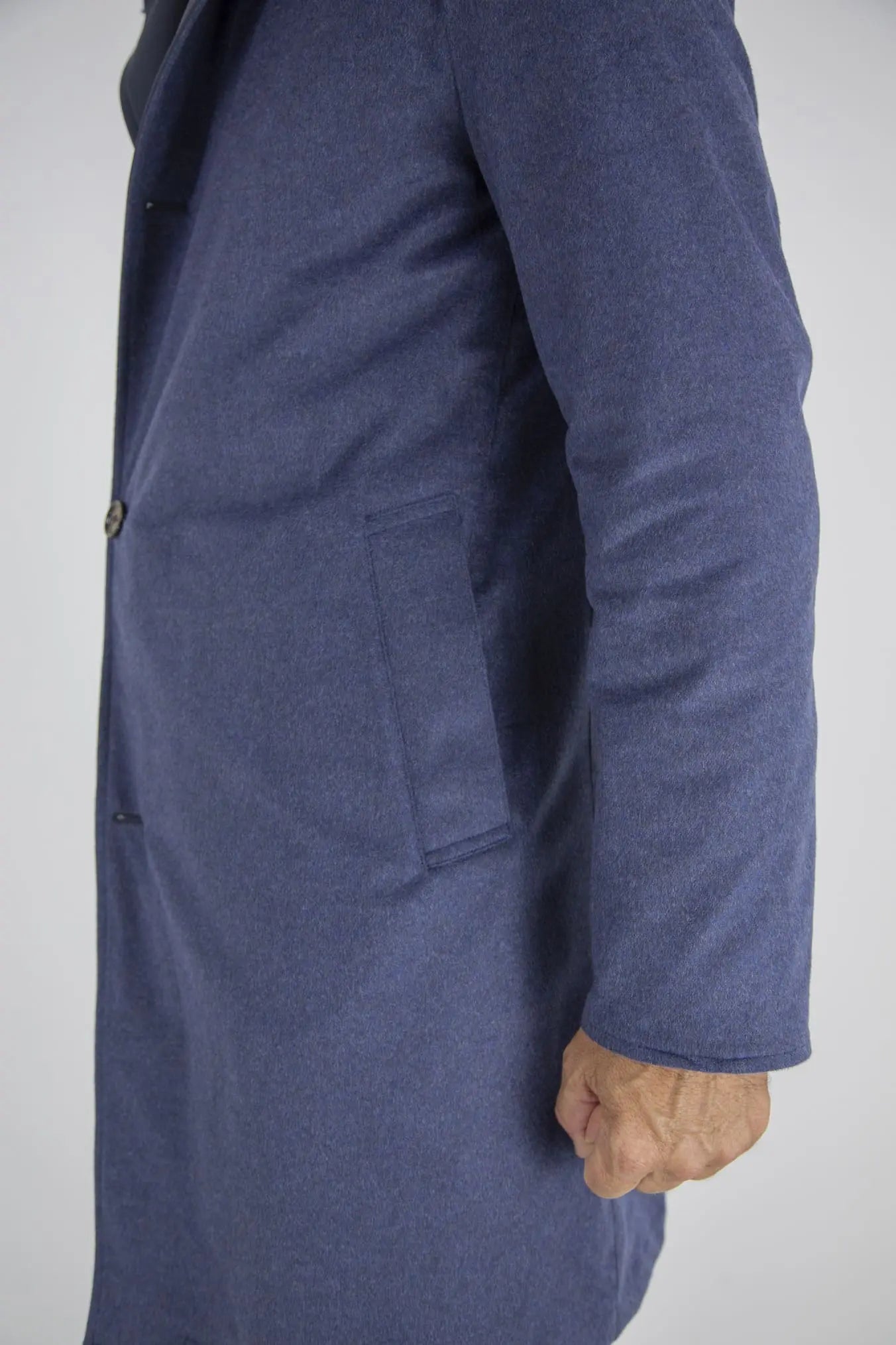 Cappotto Reversibile Cashmere e Nylon Blu/Blu Mélange - Guarino Store