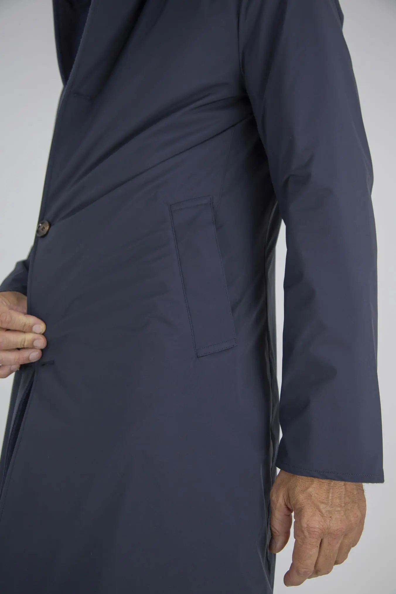 Cappotto Reversibile Cashmere e Nylon Blu/Blu Mélange - Guarino Store