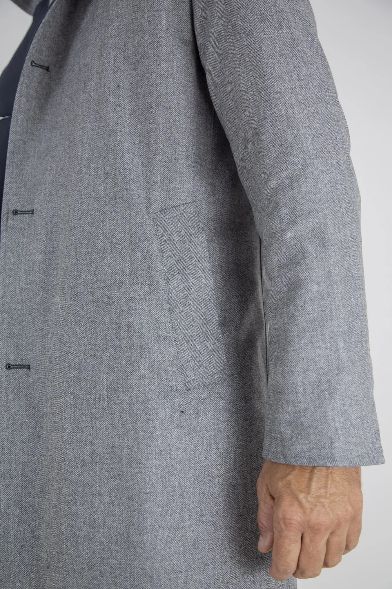 Cappotto Reversibile Lana Nylon Blu/Spigato Grigio - Guarino Store