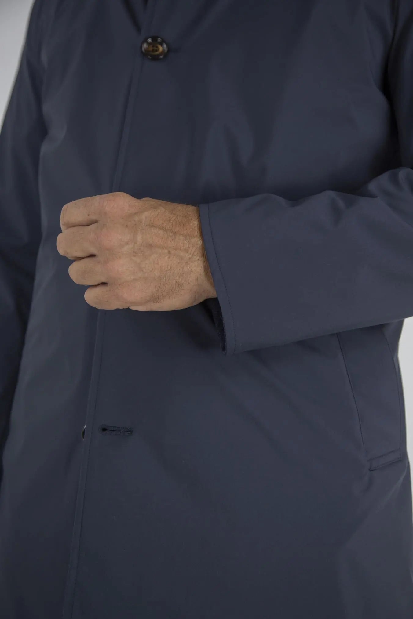 Cappotto Reversibile Lana Nylon Blu/Spigato Blu - Guarino Store