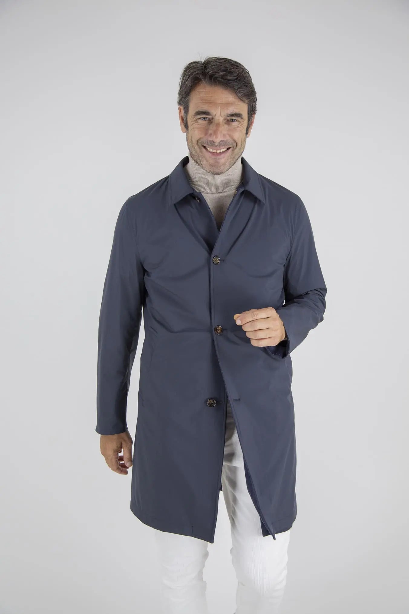 Cappotto Reversibile Lana Nylon Blu/Spigato Blu - Guarino Store