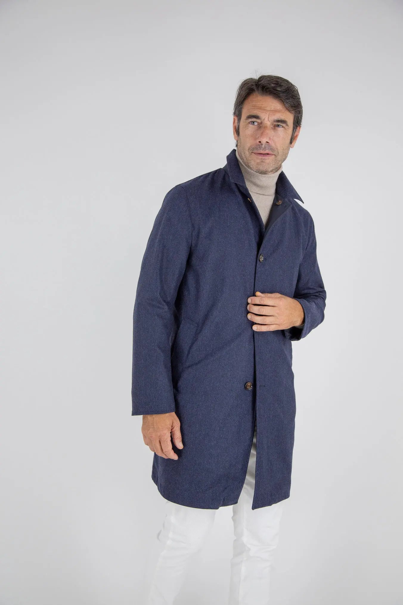 Cappotto Reversibile Lana Nylon Blu/Spigato Blu - Guarino Store