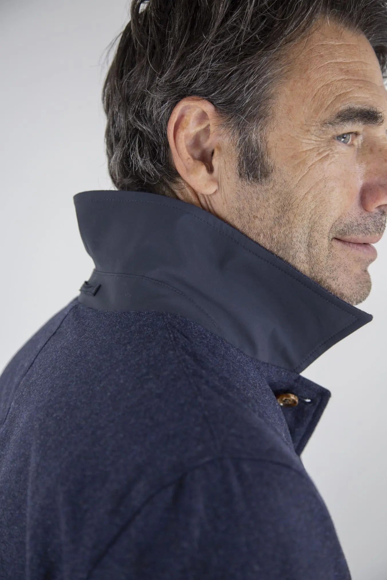 Cappotto Reversibile Lana Nylon Blu/Spigato Blu - Guarino Store