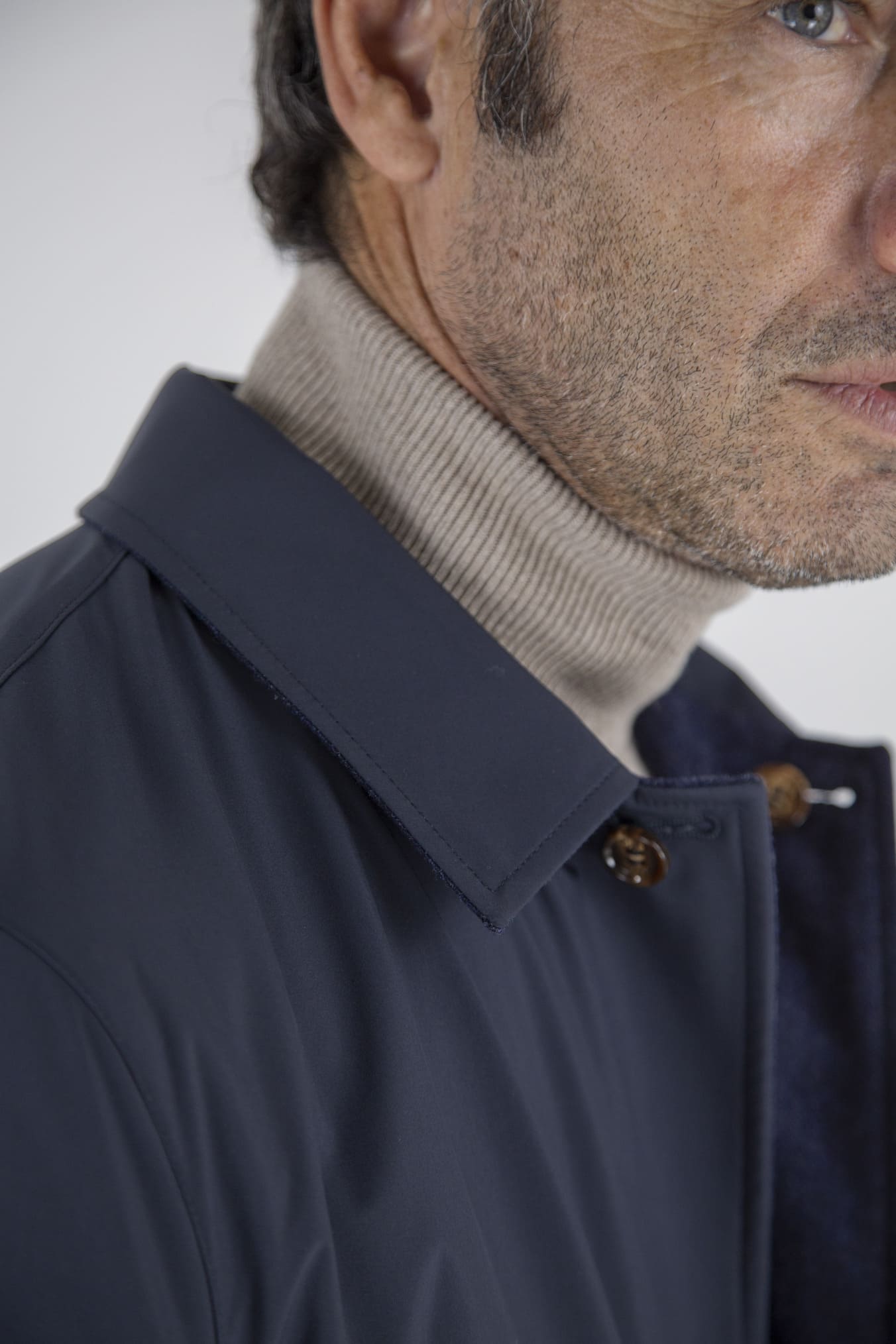 Cappotto Reversibile Lana Nylon Blu/Spigato Blu - Guarino Store