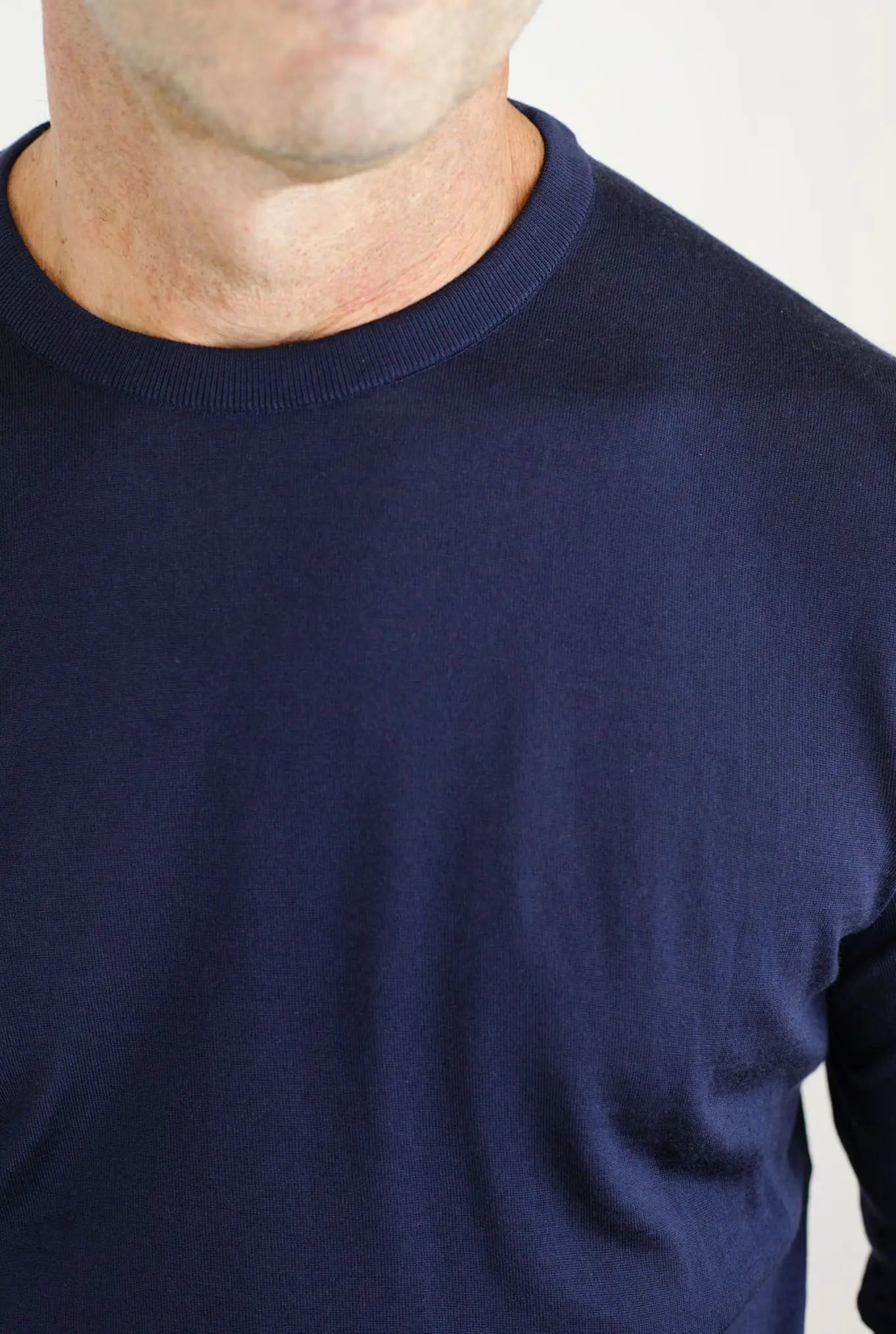Maglia Girocollo Lana 14 micron Blu Scuro - Guarino Store