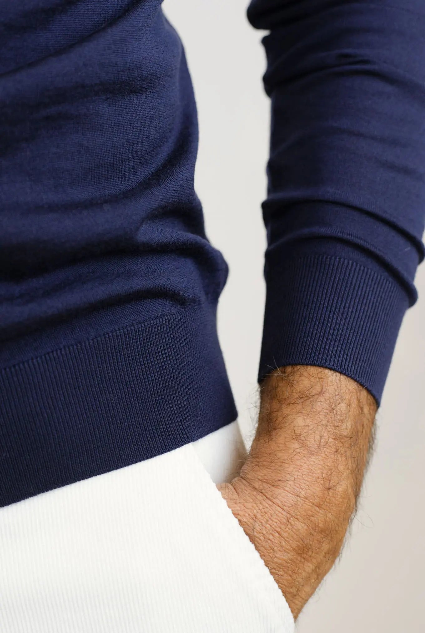 Maglia Girocollo Lana 14 micron Blu Scuro - Guarino Store