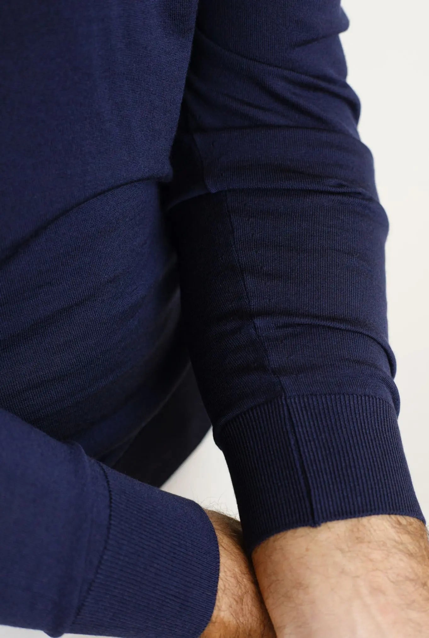 Maglia Girocollo Lana 14 micron Blu Scuro - Guarino Store
