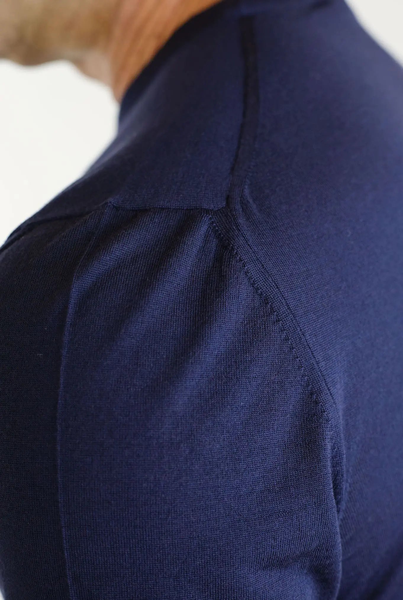 Maglia Girocollo Lana 14 micron Blu Scuro - Guarino Store
