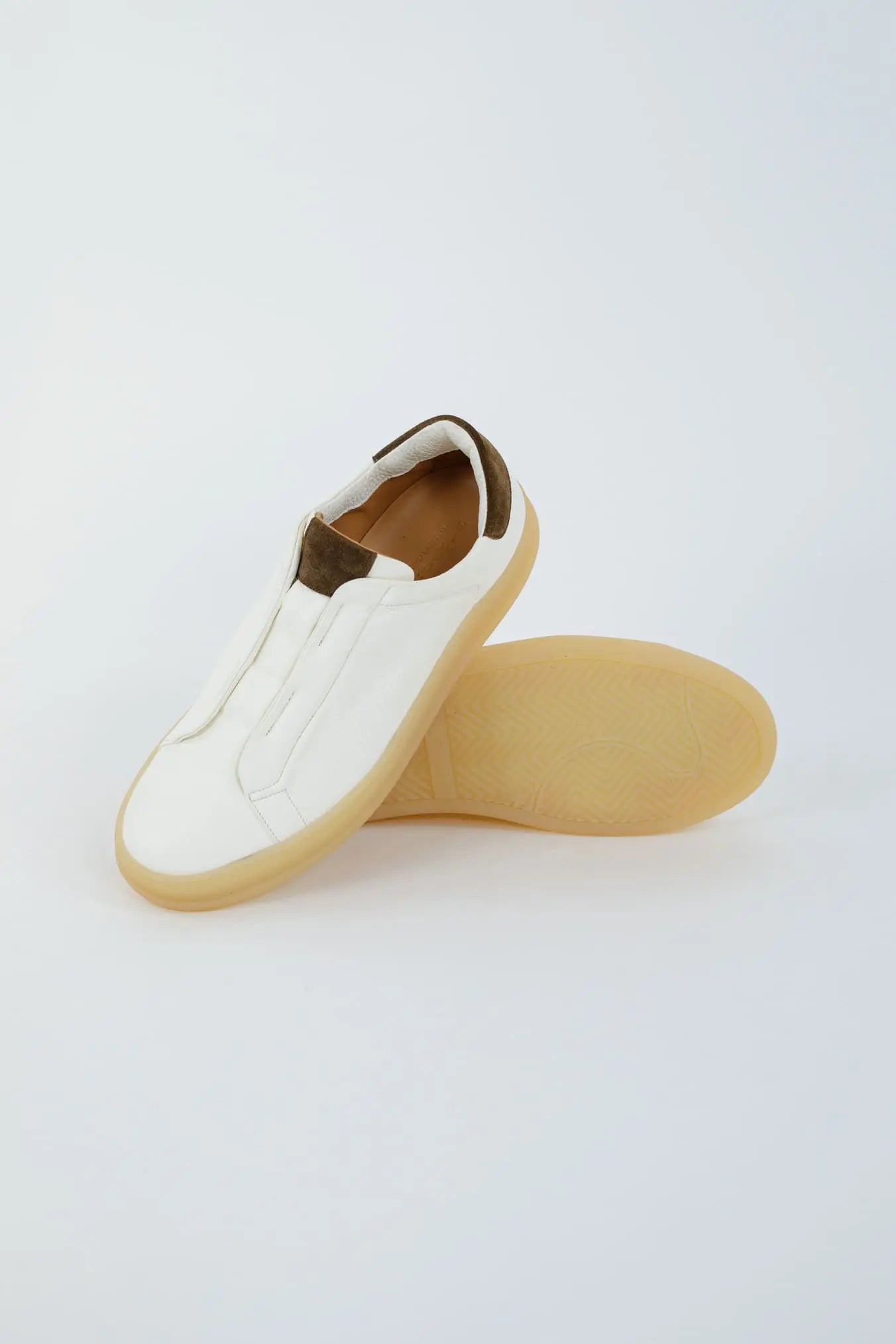 KITON Sneakers Slip-On Pelle di Cervo Bianca - Guarino Store