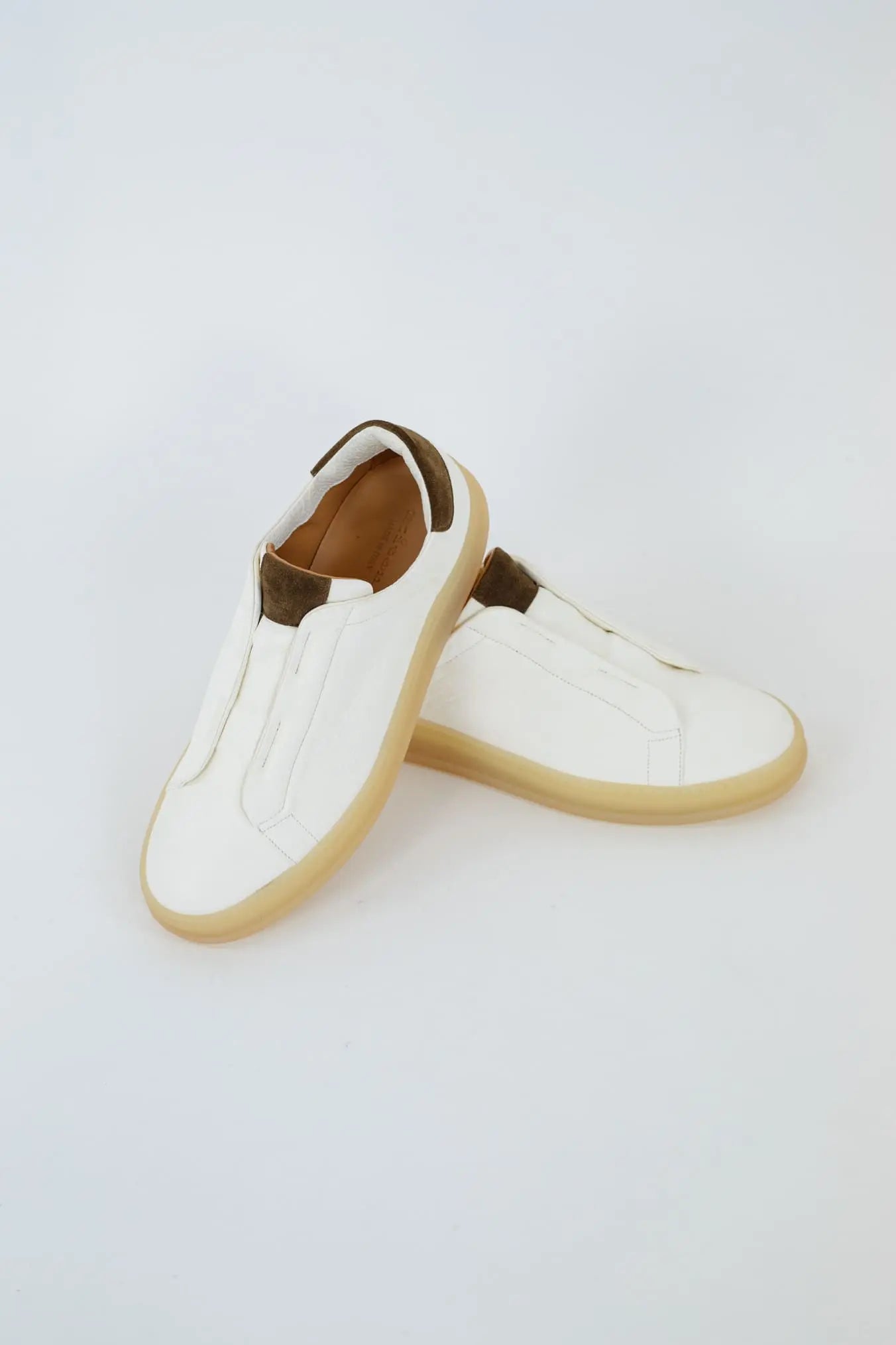 KITON Sneakers Slip-On Pelle di Cervo Bianca - Guarino Store