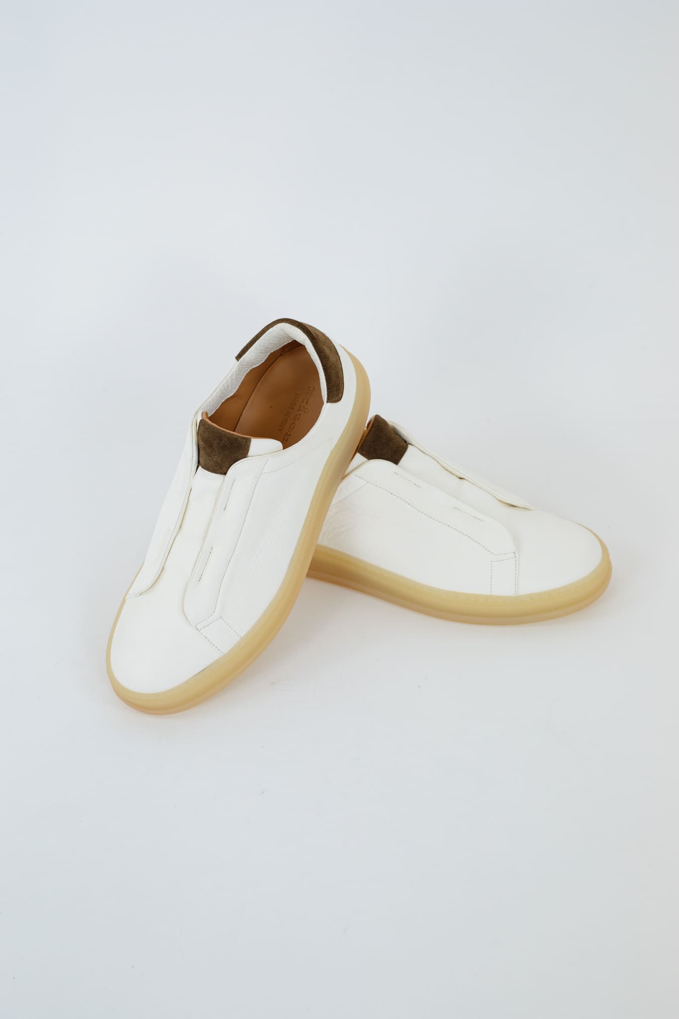 KITON Sneakers Slip-On Pelle di Cervo Bianca - Guarino Store