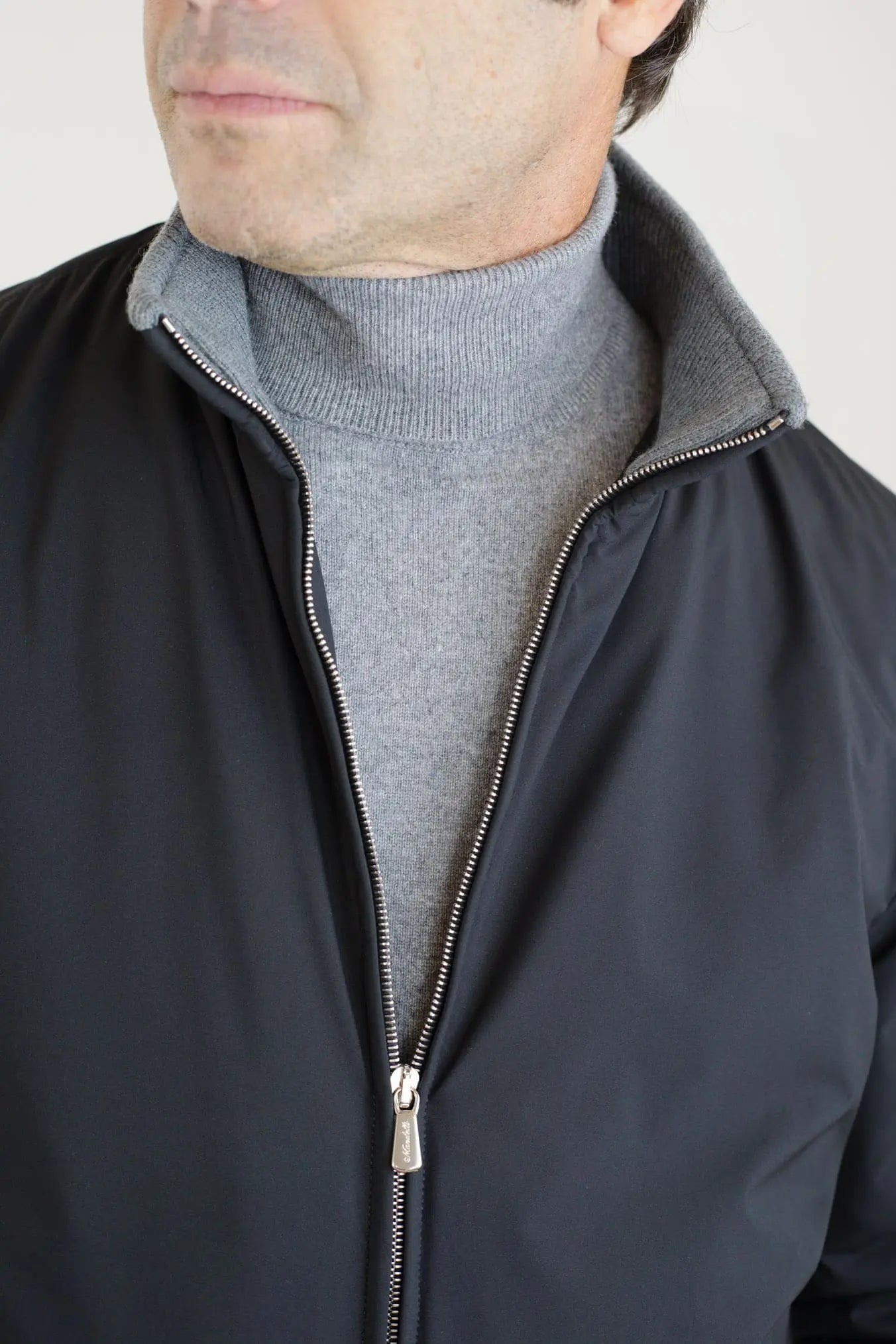 Giubbino in Nylon Airstop e Cashmere Nero - Guarino Store