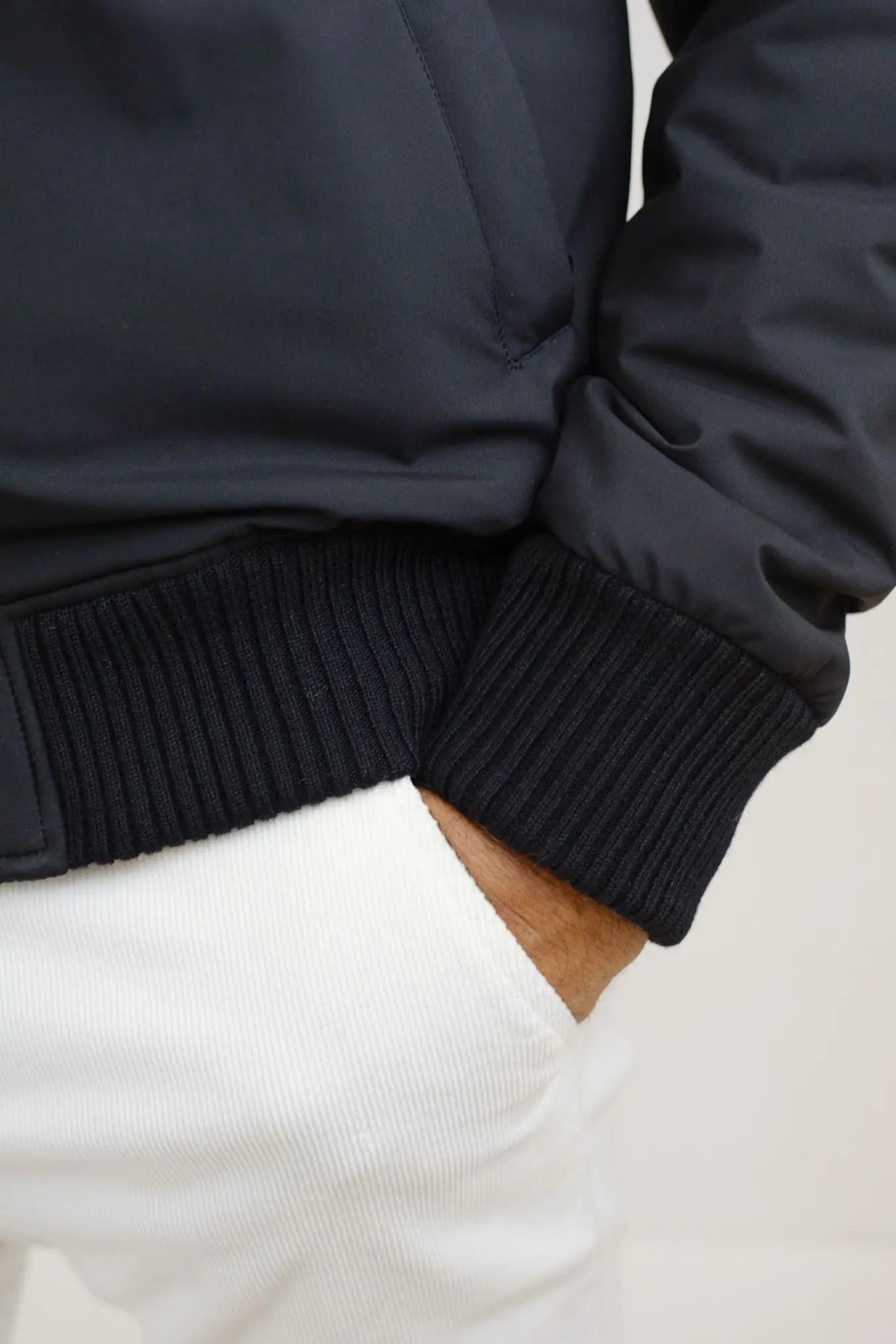Giubbino in Nylon Airstop e Cashmere Nero - Guarino Store