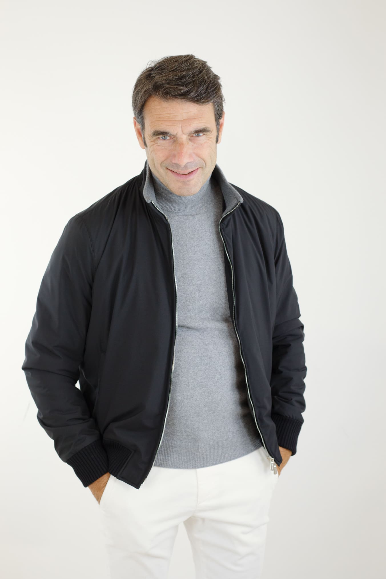 Giubbino in Nylon Airstop e Cashmere Nero - Guarino Store