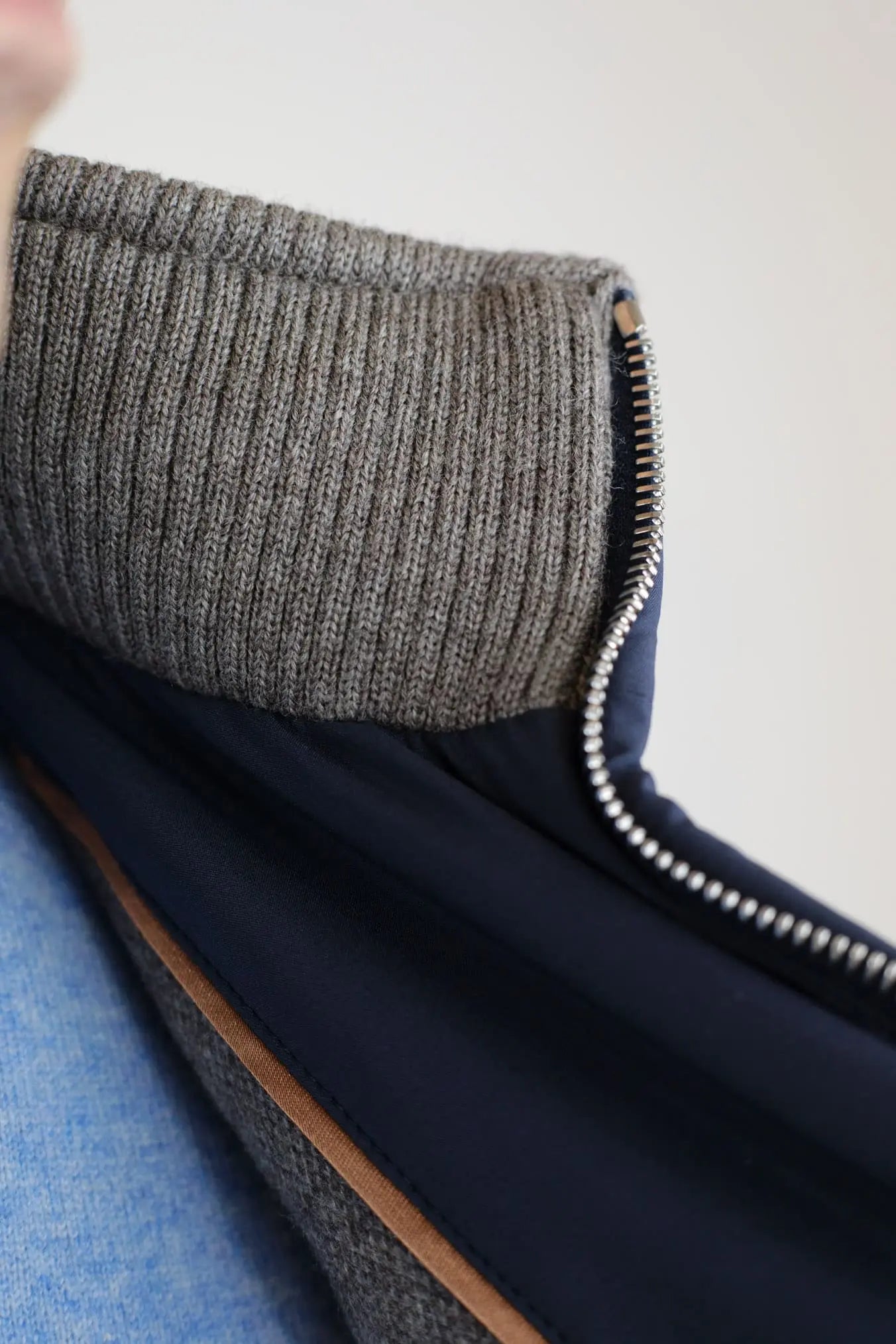 Giubbino Nylon Cashmere Tessuto Loro Piana Blu Scuro - Guarino Store