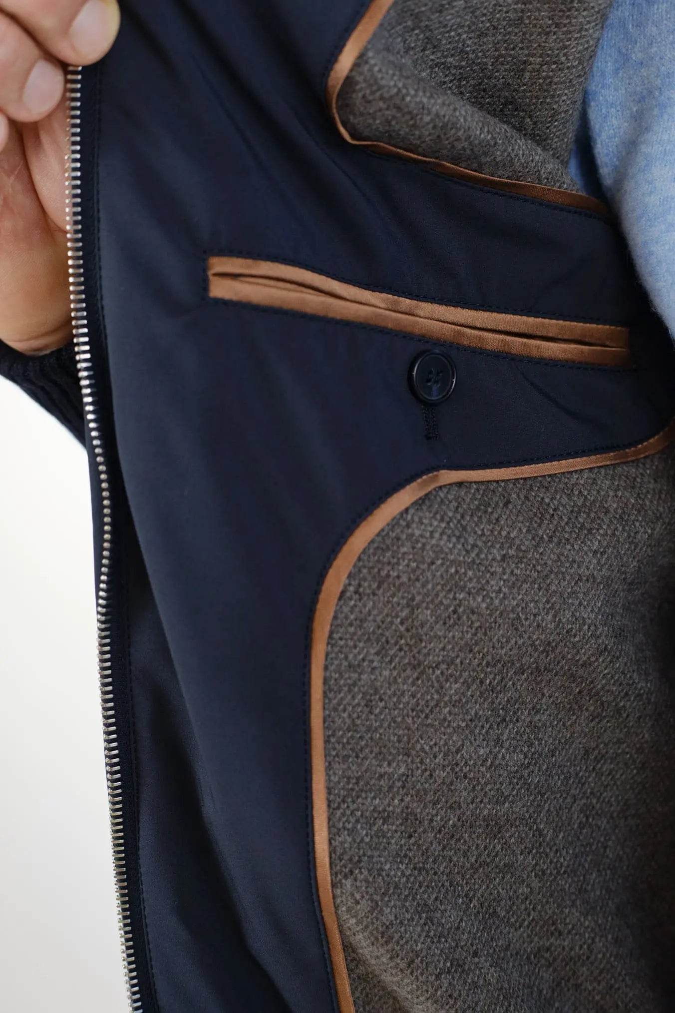 Giubbino Nylon Cashmere Tessuto Loro Piana Blu Scuro - Guarino Store