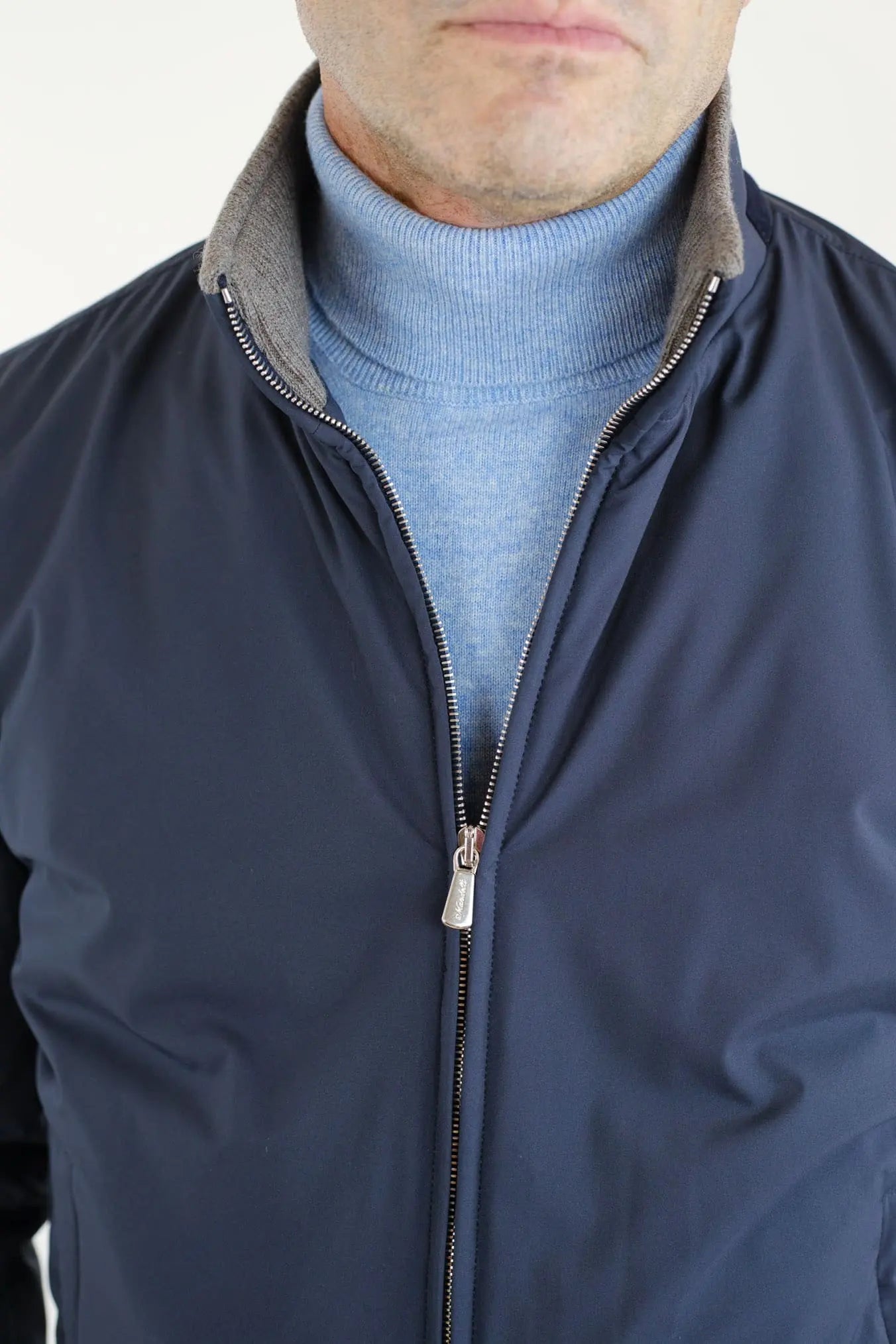 Giubbino Nylon Cashmere Tessuto Loro Piana Blu Scuro - Guarino Store