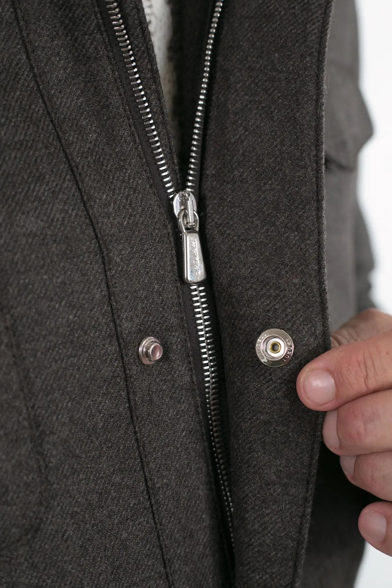 Field Jacket Lana Cashmere Tessuto Loro Piana Collo Visone Marrone - Guarino Store