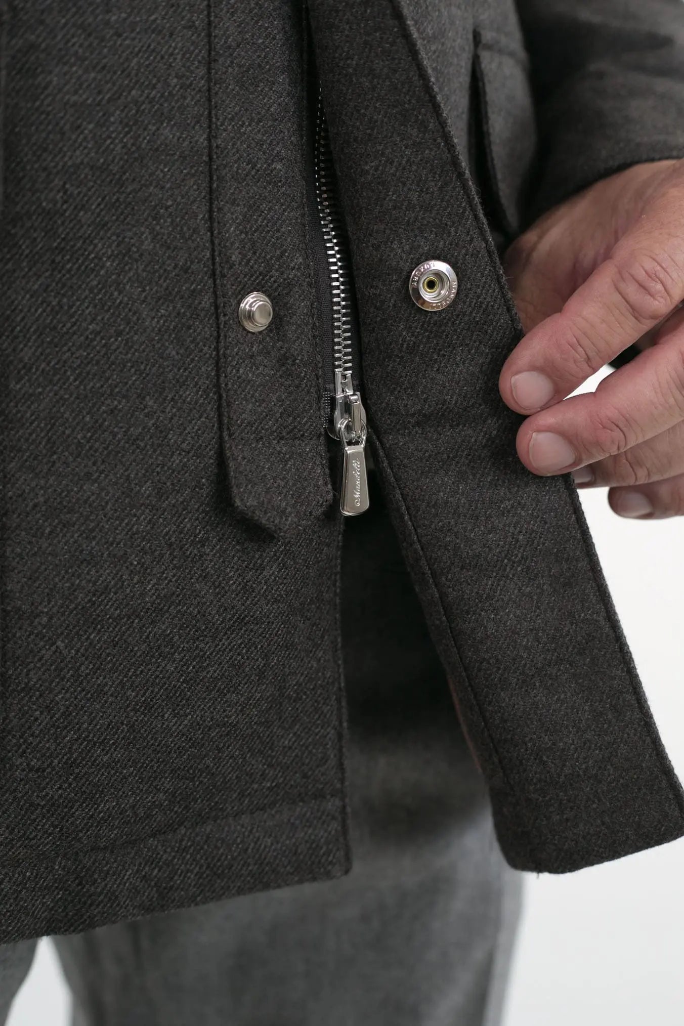 Field Jacket Lana Cashmere Tessuto Loro Piana Collo Visone Marrone - Guarino Store