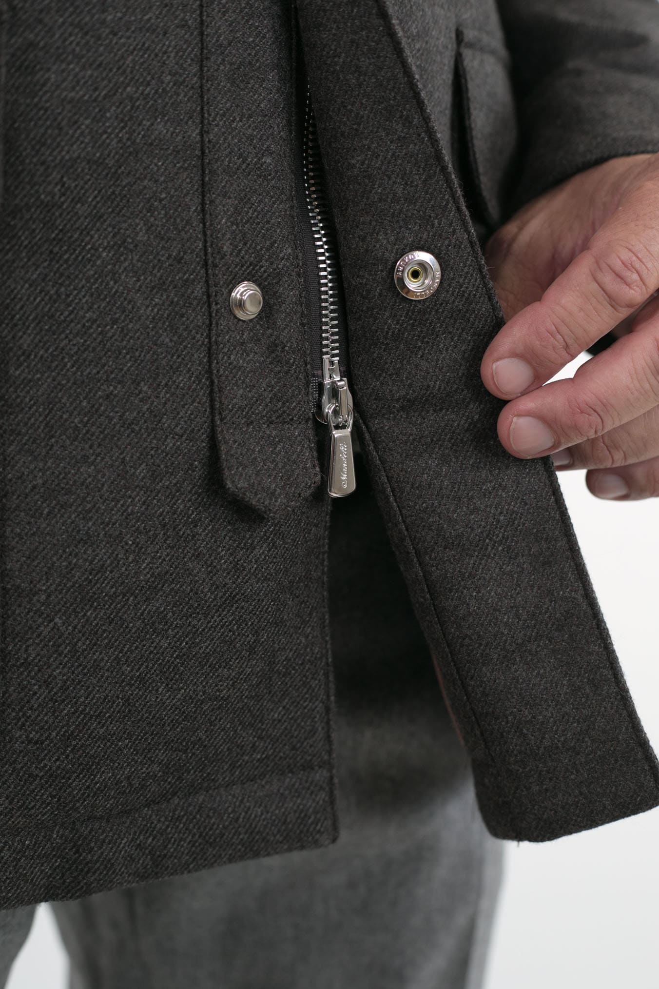 Field Jacket Lana Cashmere Tessuto Loro Piana Collo Visone Marrone - Guarino Store