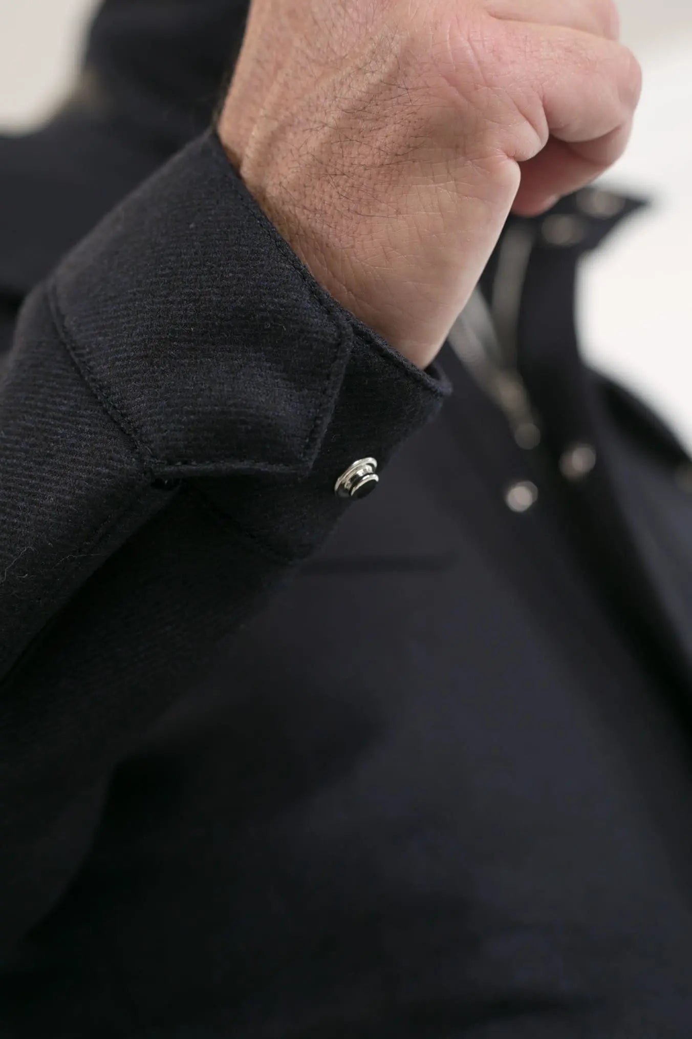 Field Jacket Lana Cashmere Tessuto Loro Piana Collo Visone Blu Scuro - Guarino Store