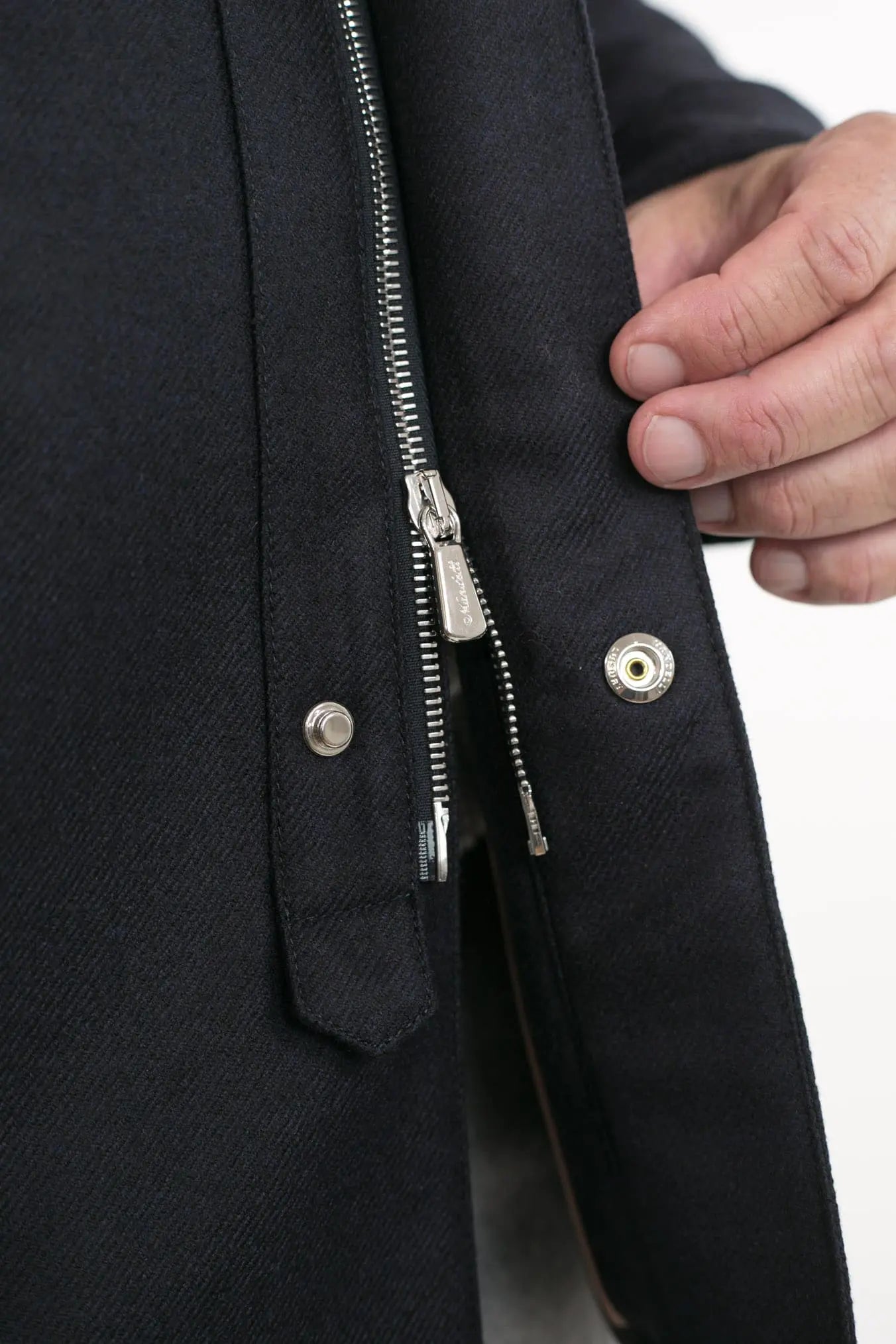 Field Jacket Lana Cashmere Tessuto Loro Piana Collo Visone Blu Scuro - Guarino Store