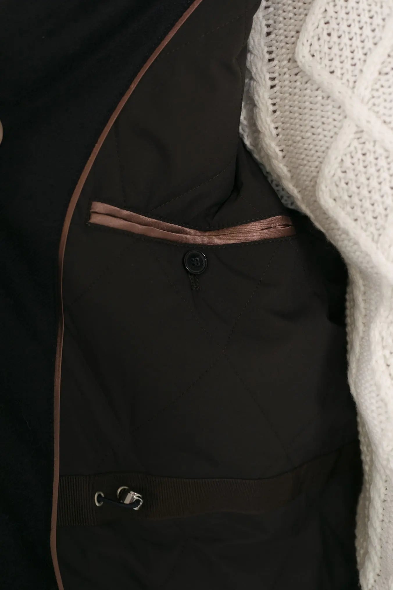 Field Jacket Lana Cashmere Tessuto Loro Piana Collo Visone Blu Scuro - Guarino Store