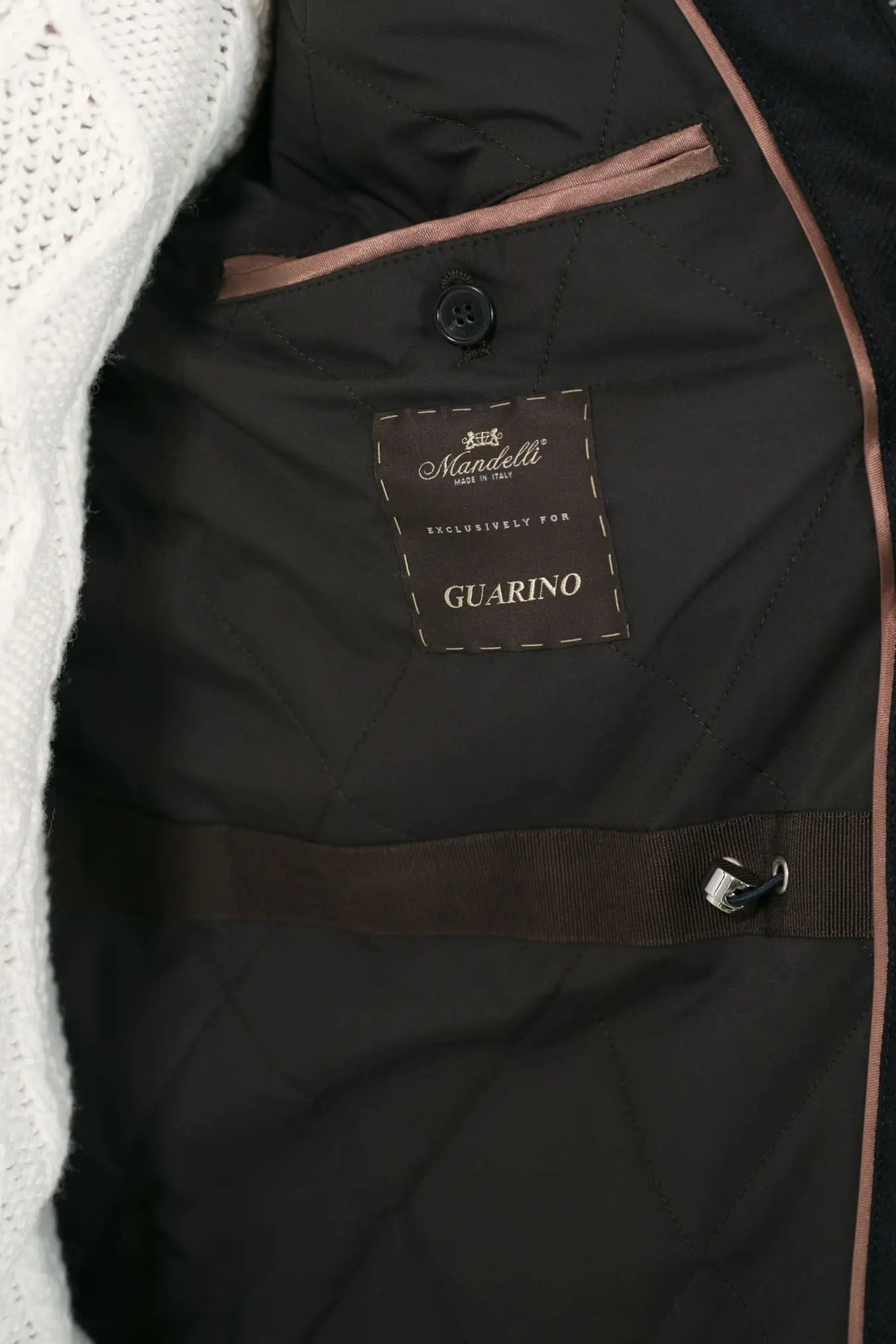 Field Jacket Lana Cashmere Tessuto Loro Piana Collo Visone Blu Scuro - Guarino Store