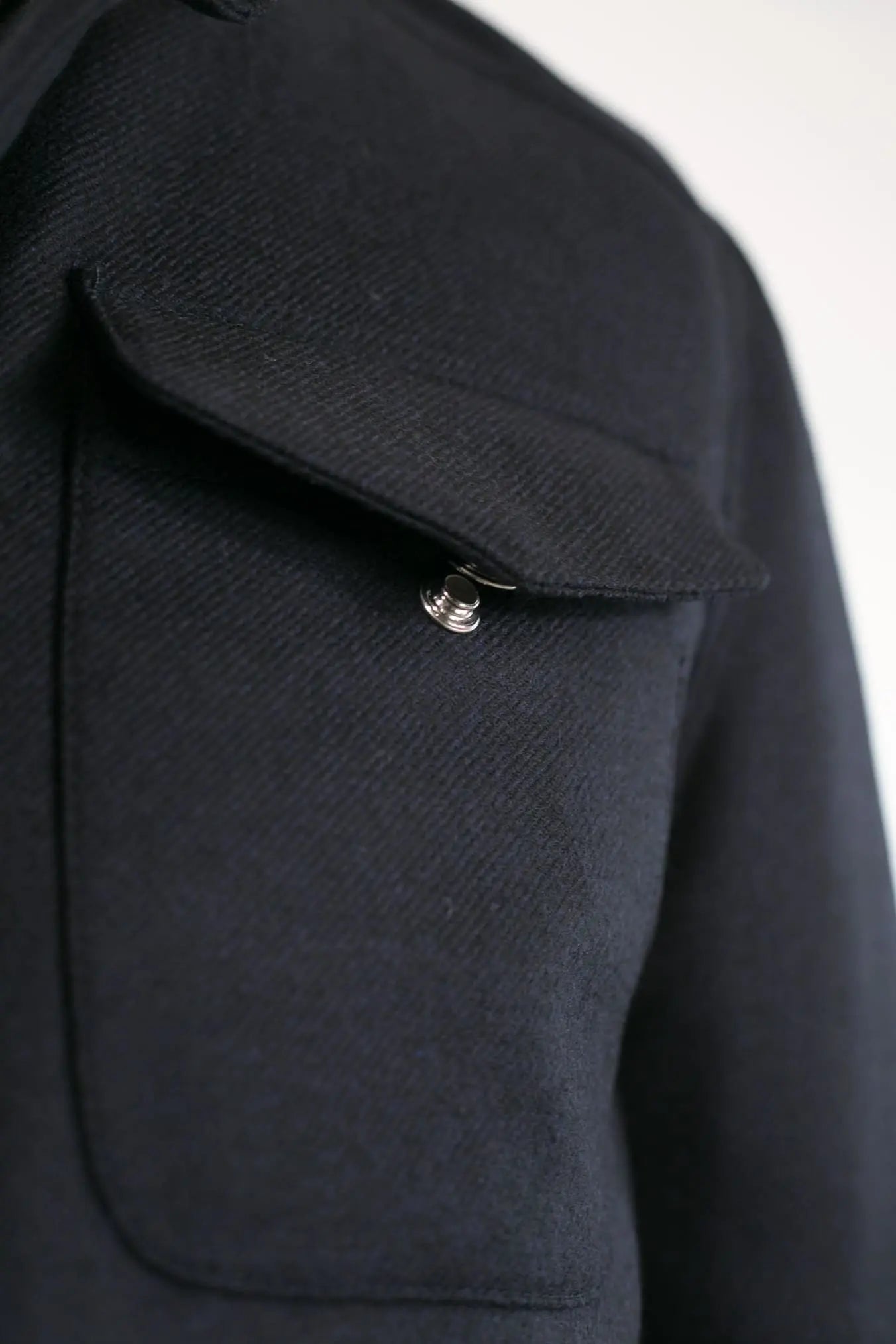Field Jacket Lana Cashmere Tessuto Loro Piana Collo Visone Blu Scuro - Guarino Store