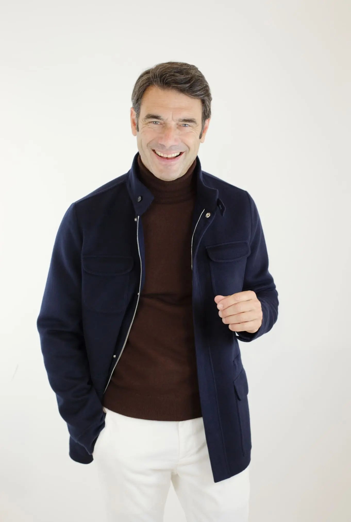 Field Jacket Tessuto Loro Piana Green Storm System Lana e Cashmere Double - Guarino Store
