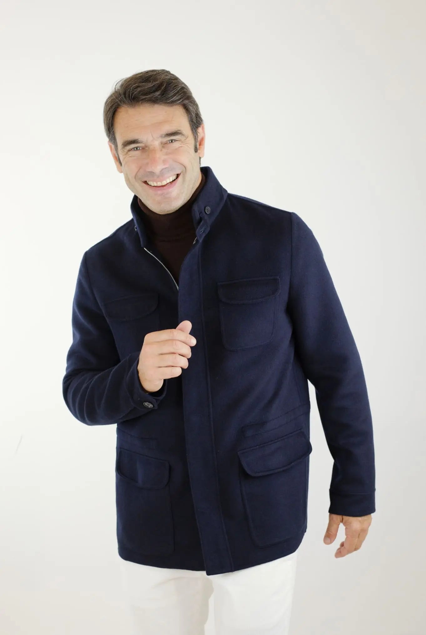 Field Jacket Tessuto Loro Piana Green Storm System Lana e Cashmere Double - Guarino Store