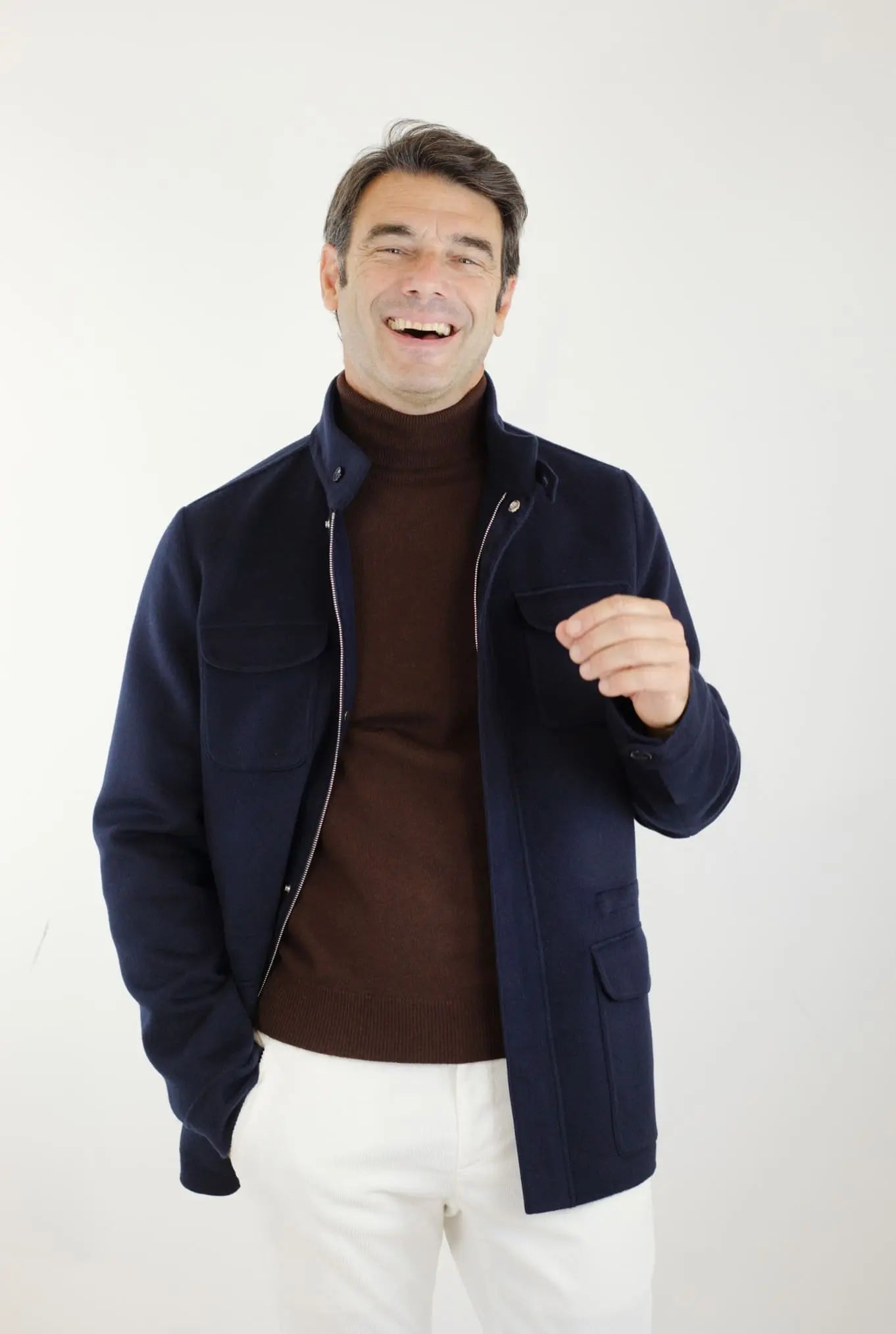 Field Jacket Tessuto Loro Piana Green Storm System Lana e Cashmere Double - Guarino Store