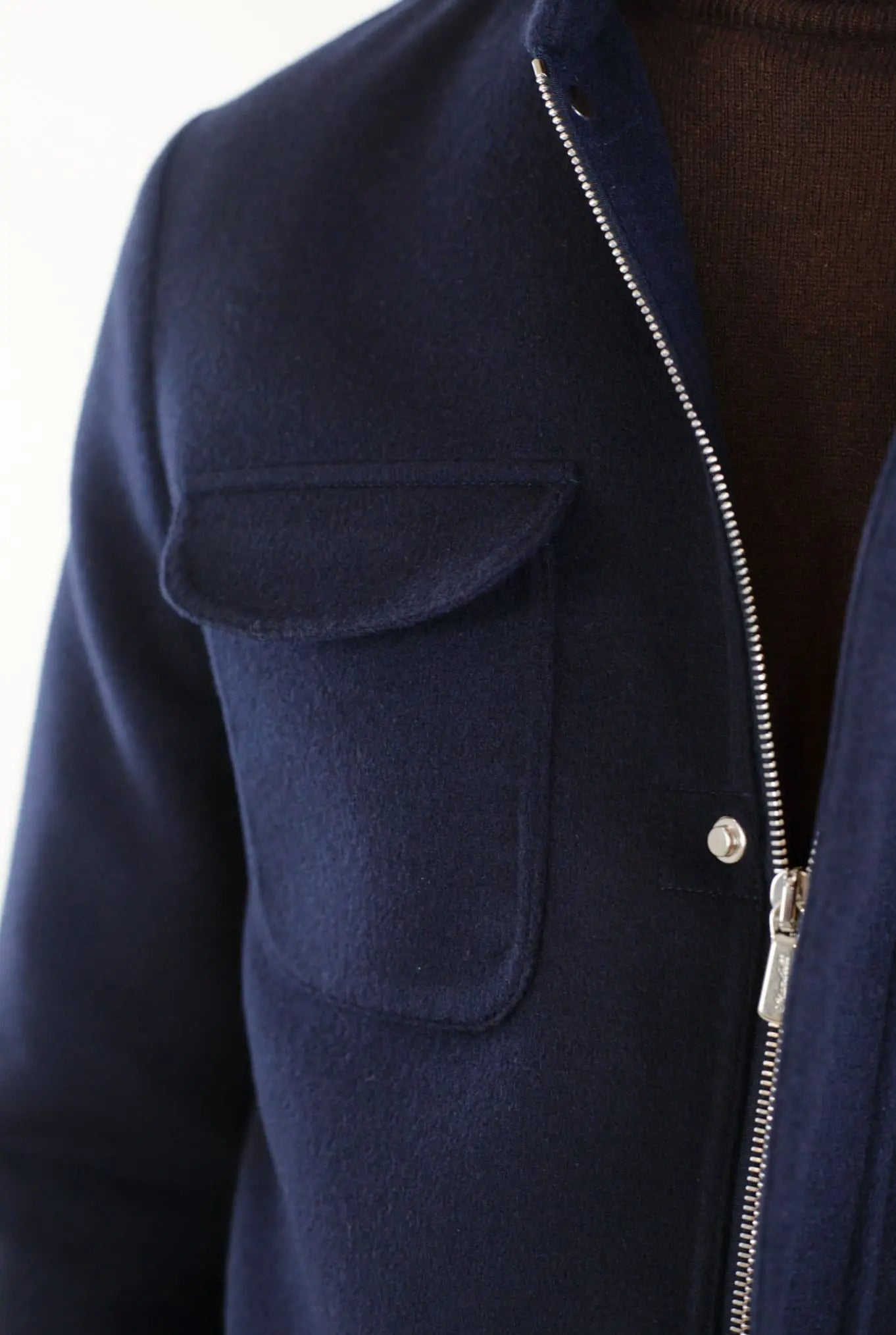 Field Jacket Tessuto Loro Piana Green Storm System Lana e Cashmere Double - Guarino Store
