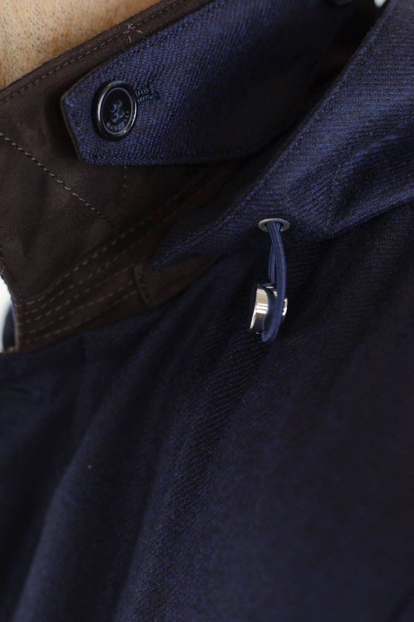 Giaccone Tessuto Loro Piana Imbottito Piuma D'Oca Blu - Guarino Store