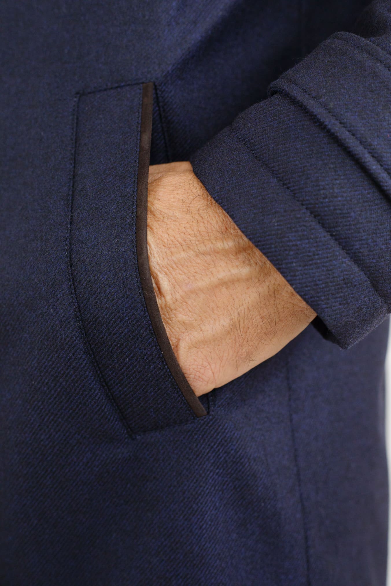 Giaccone Tessuto Loro Piana Imbottito Piuma D'Oca Blu - Guarino Store